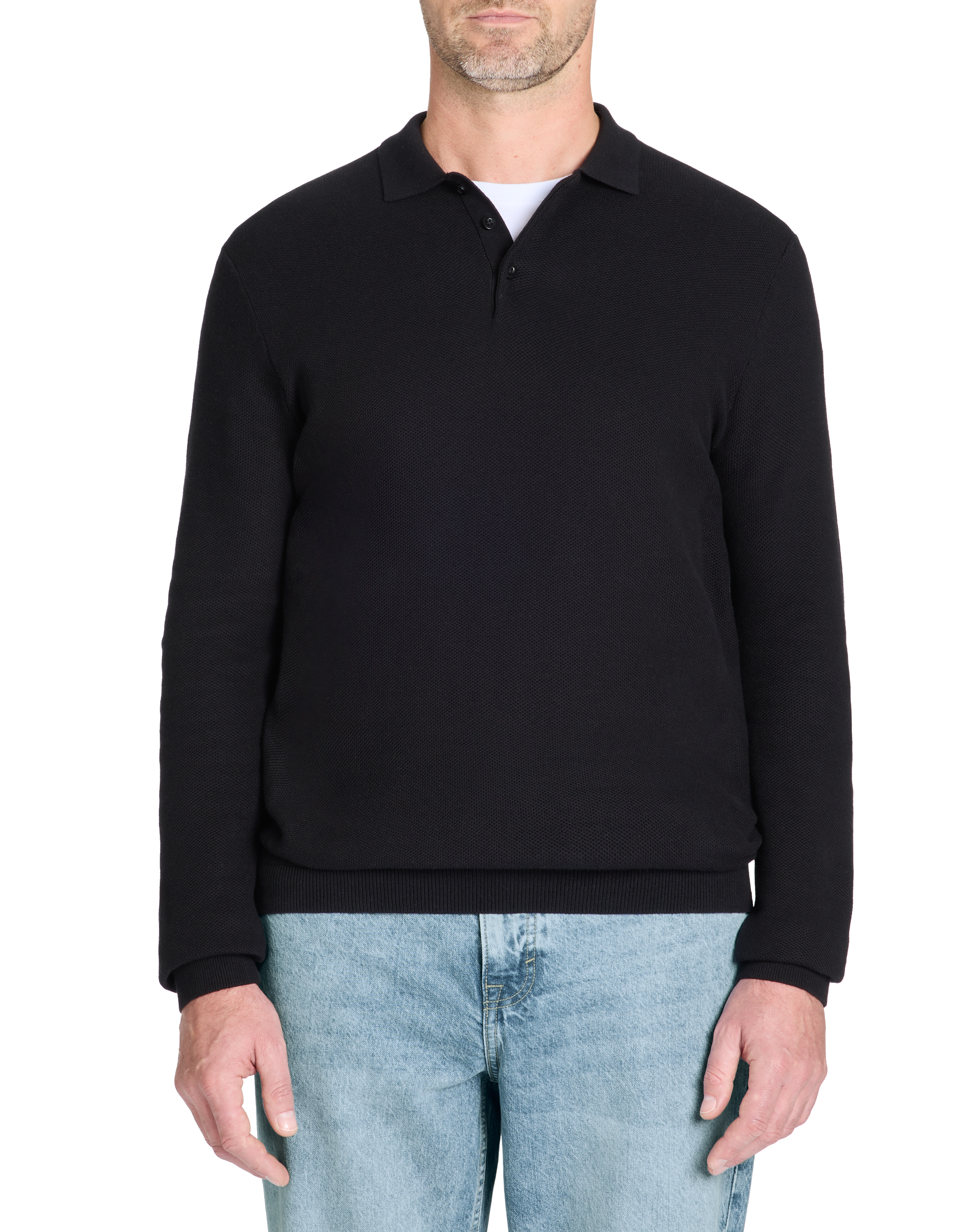 Pull col polo 100% coton - noir - camaieu - Modalova