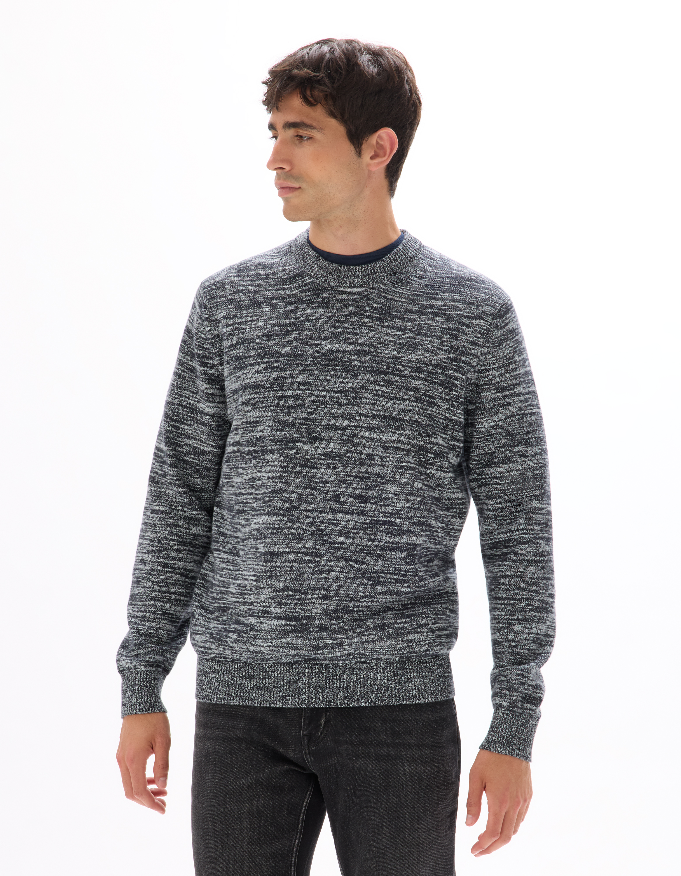 Pull col roulé 100% coton - marine - camaieu - Modalova
