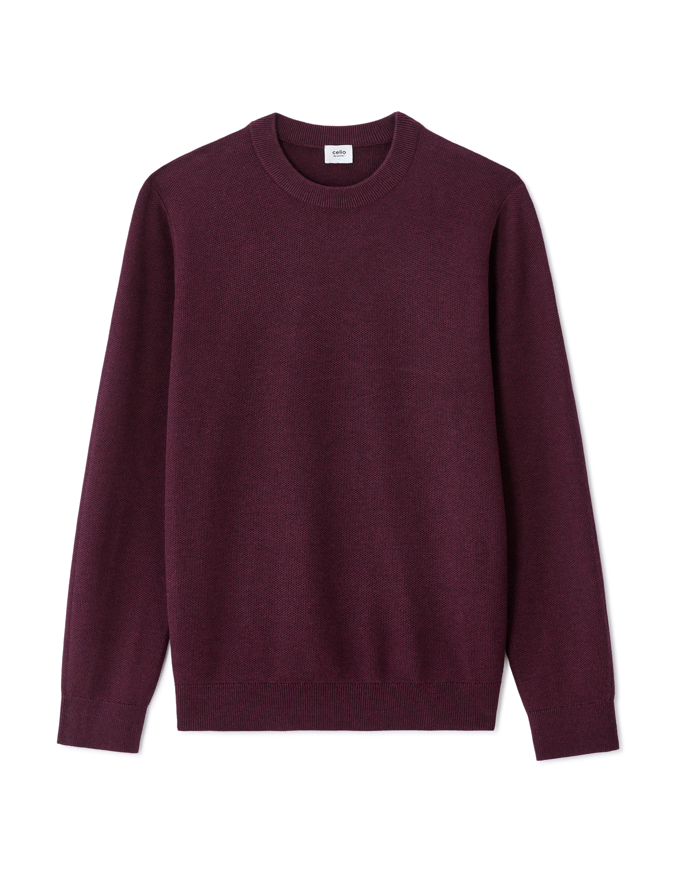 Pull col rond 100% coton - bordeaux
