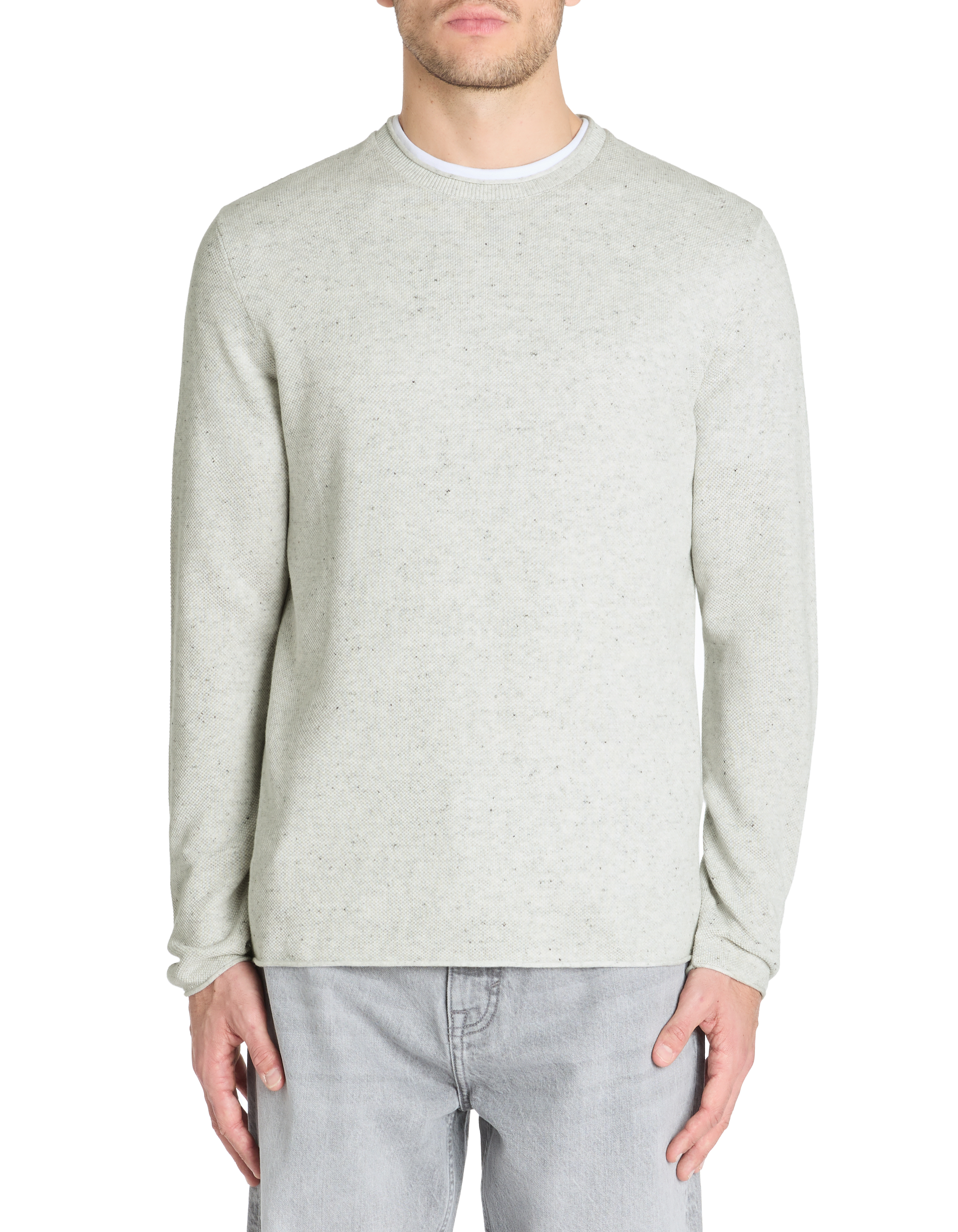 Pull col rond 100% coton - ecru - camaieu - Modalova