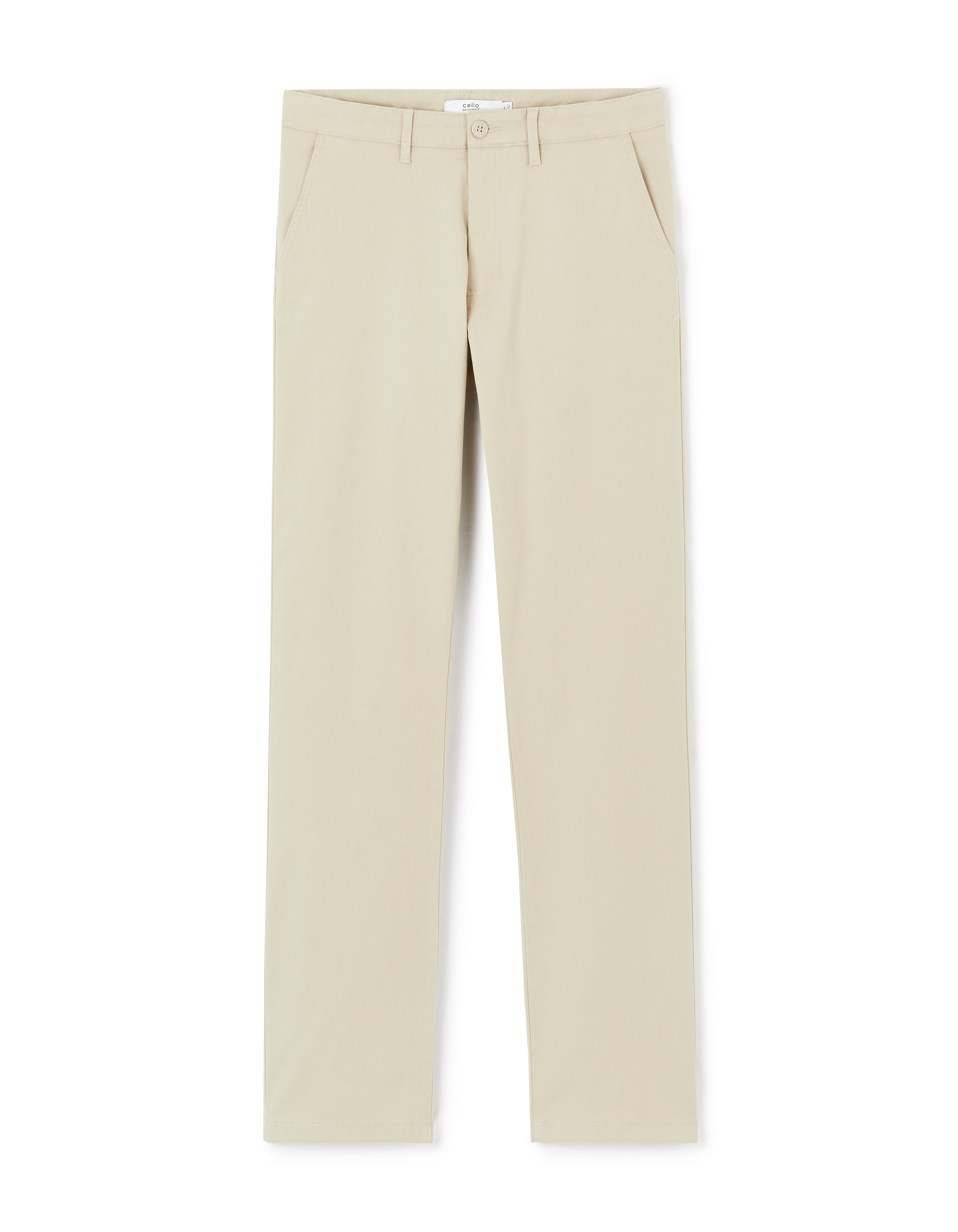 Pantalon straight en coton stretch - beige