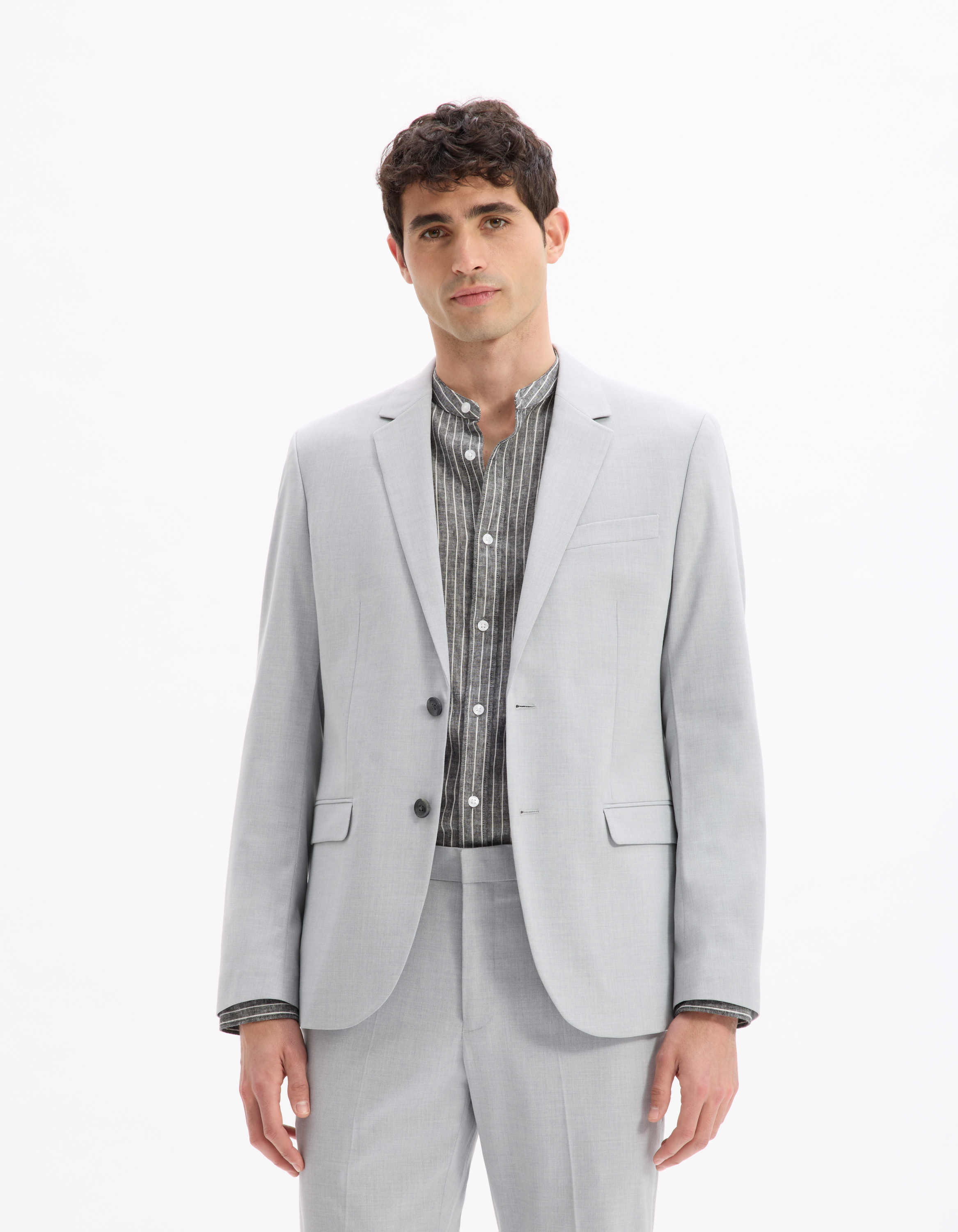 Veste de costume slim stretch - gris clair - camaieu - Modalova