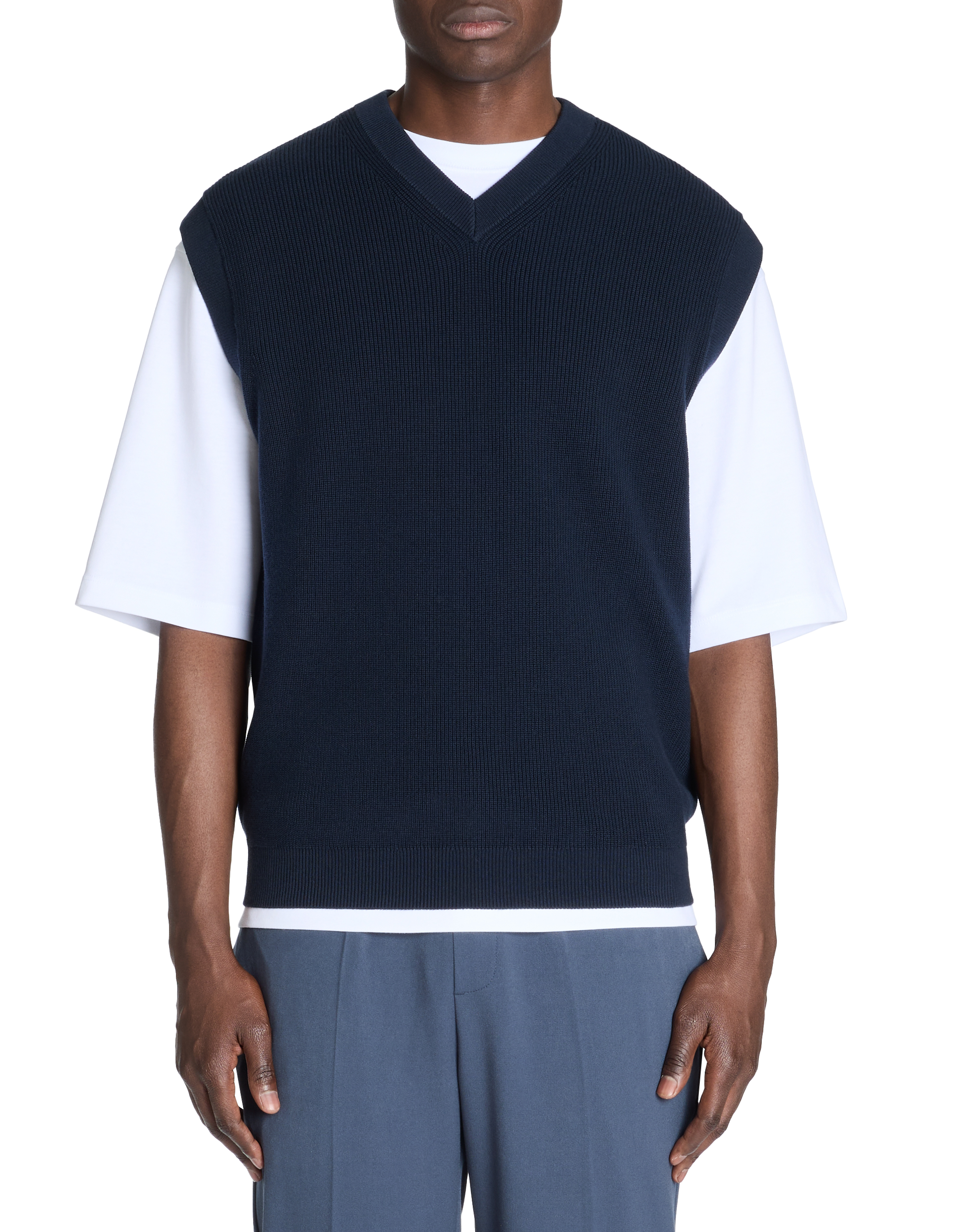 Pull col v 100% coton - marine - camaieu - Modalova
