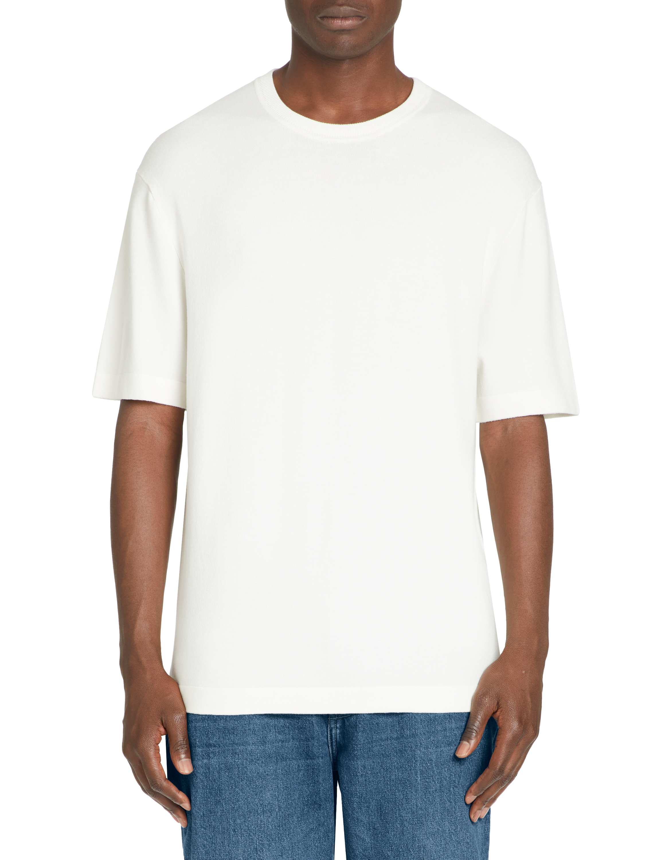 T-shirt col rond en tricot - beige - camaieu - Modalova
