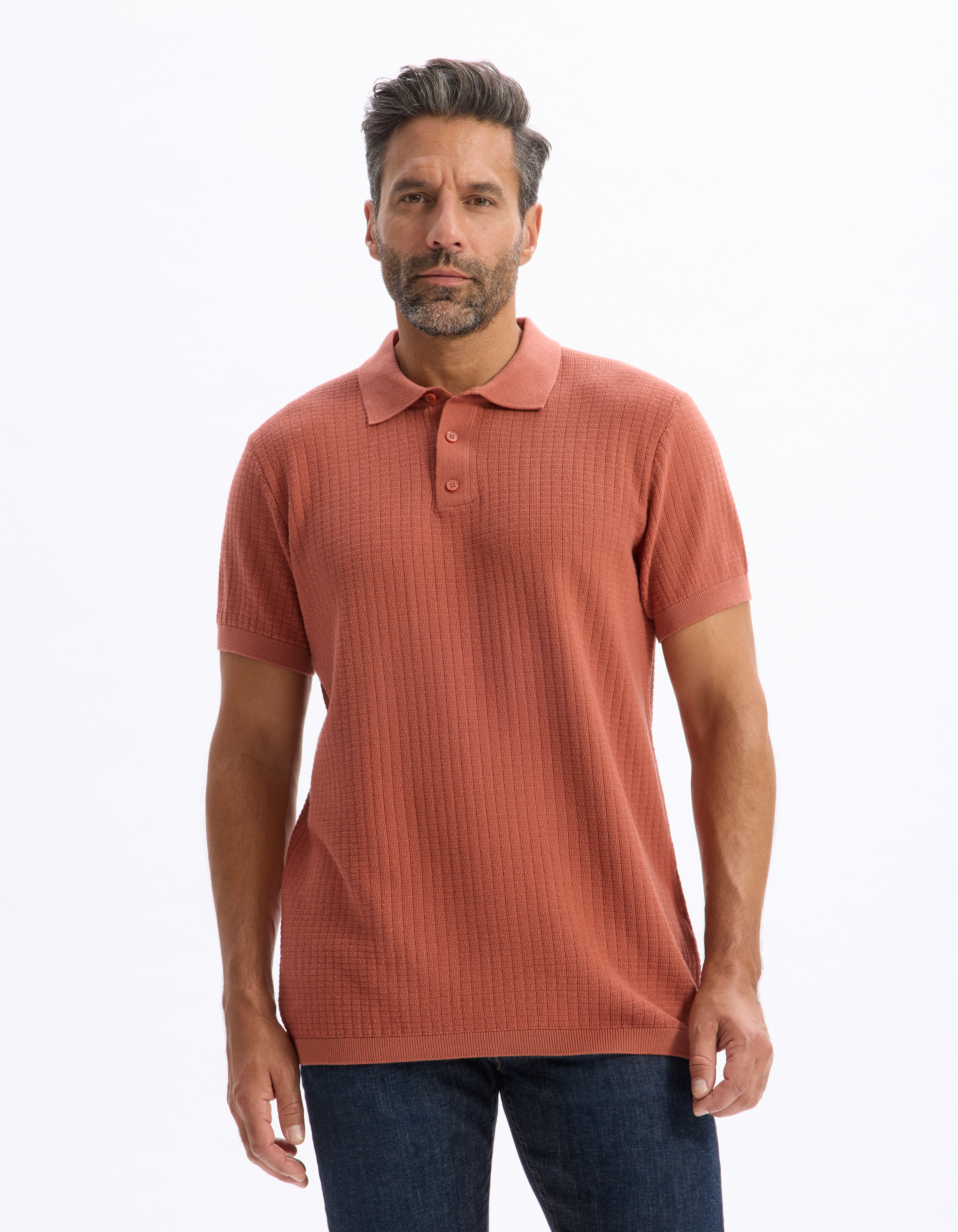 Polo regular en maille et jeu de point - camaieu - Modalova