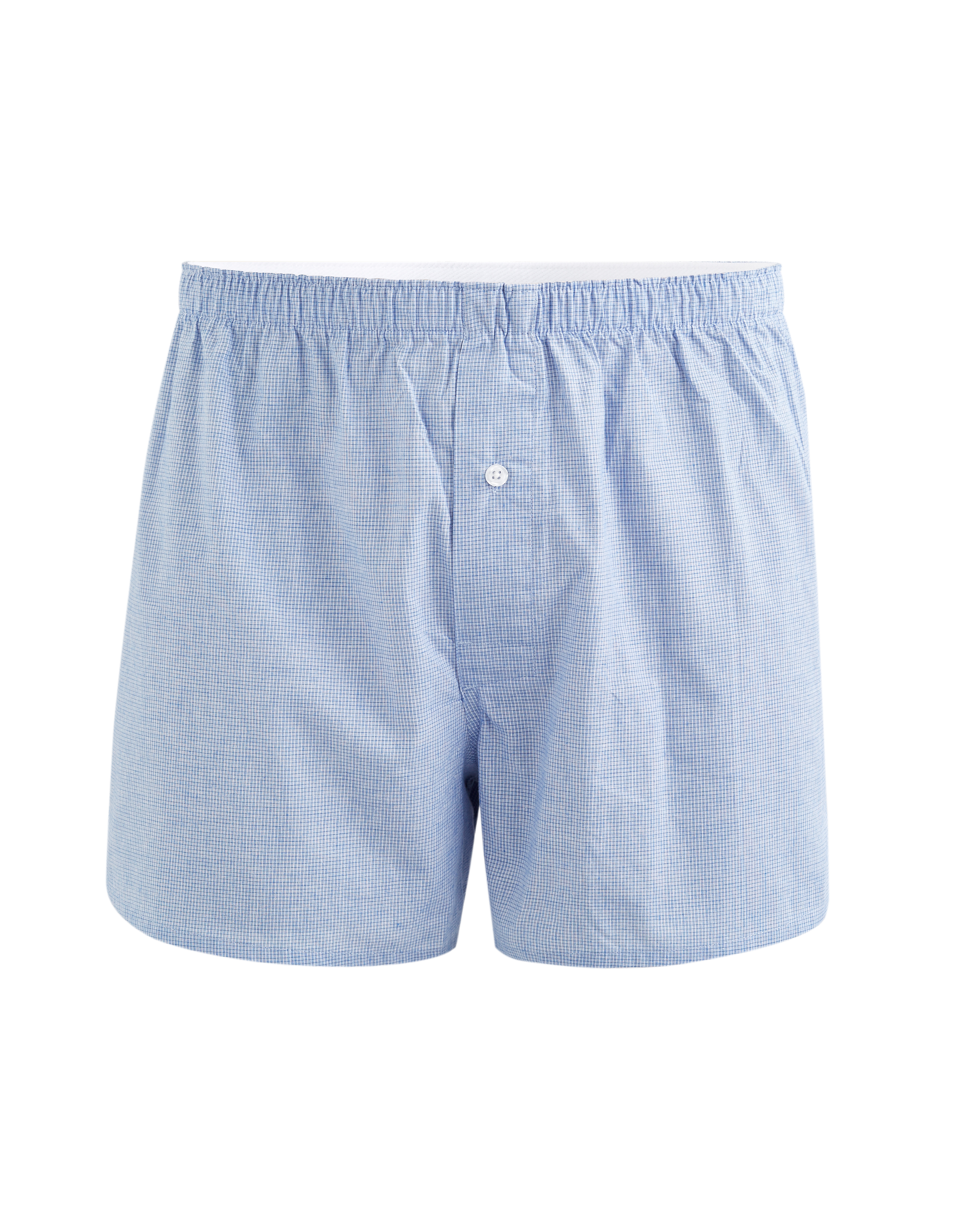 Caleçon 100% coton à petits carreaux - bleu ciel