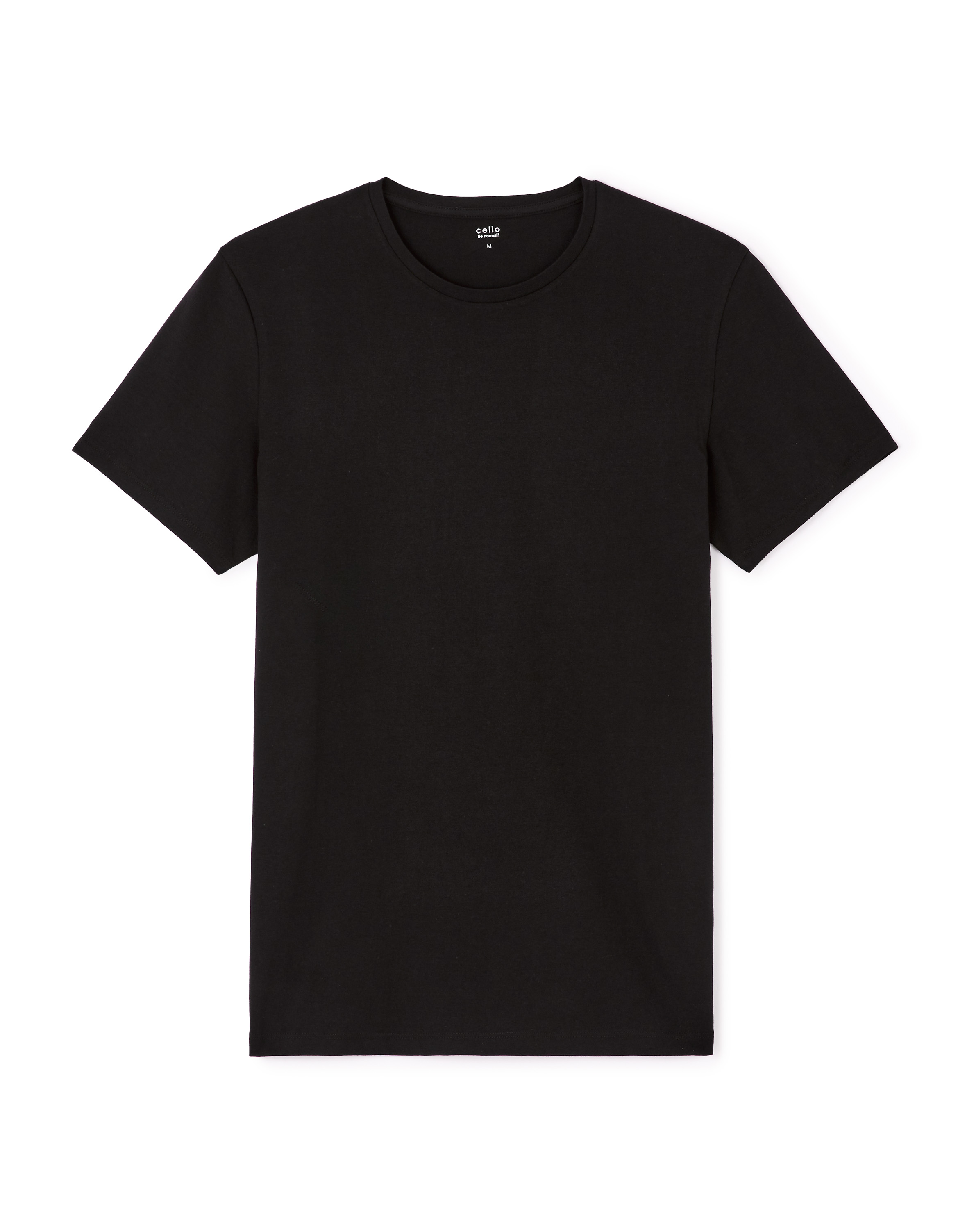 T-shirt slim col rond en coton stretch - noir
