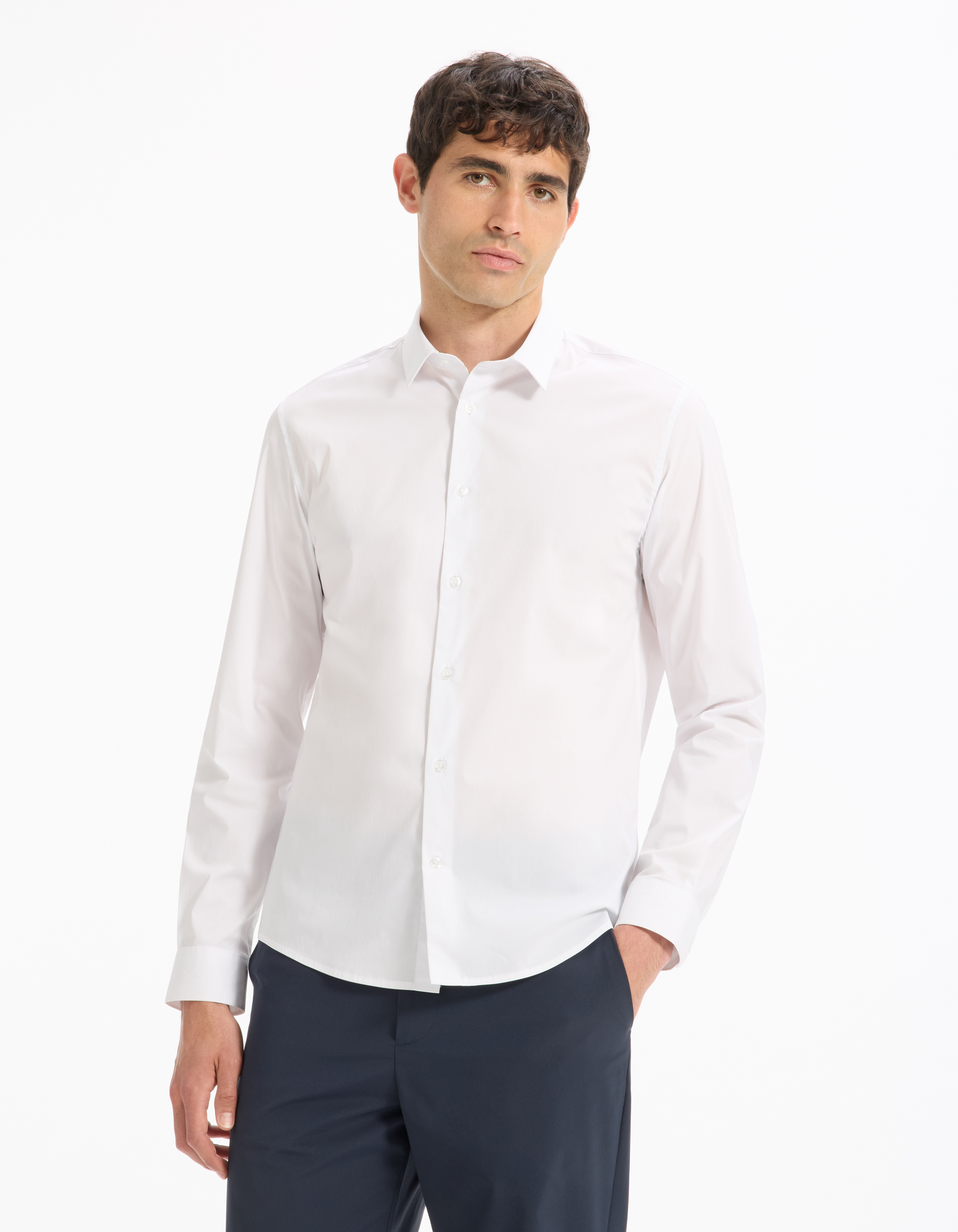 Chemise regular en coton stretch - camaieu - Modalova