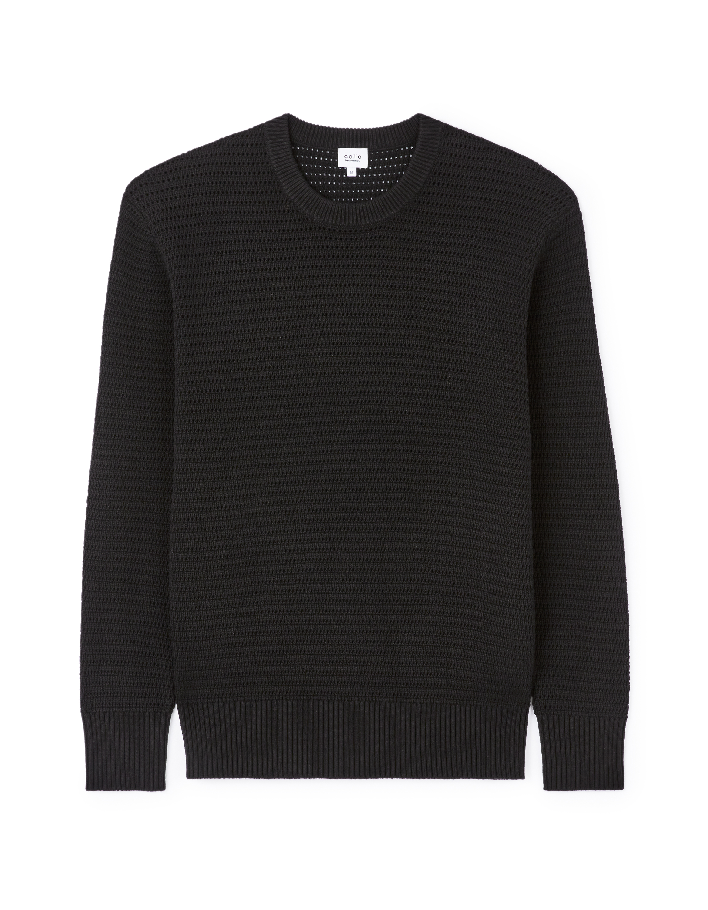 Pull col rond 100% coton - noir