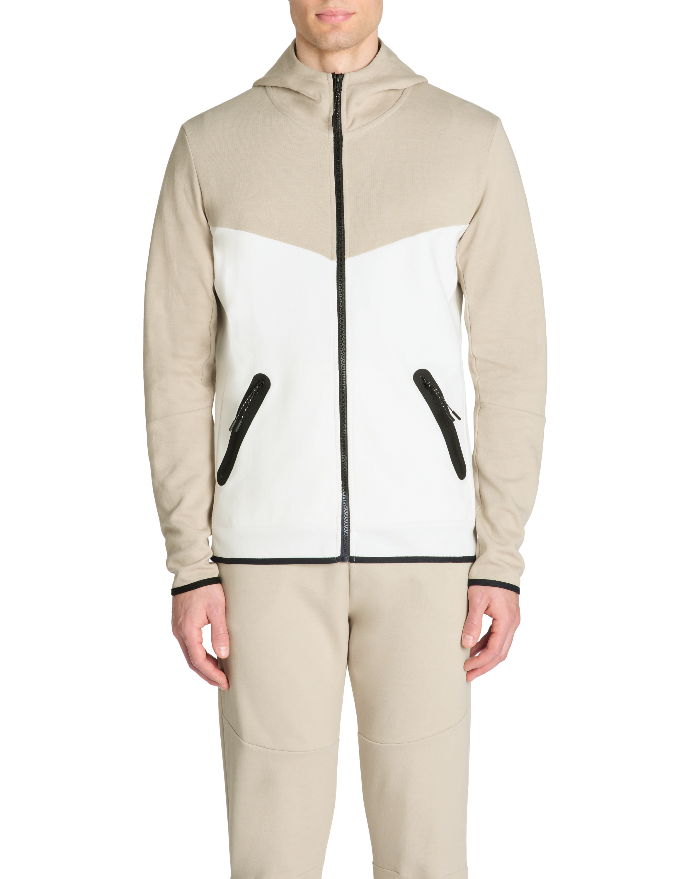 Vest zippé à capuche skinny 100% coton - beige - camaieu - Modalova