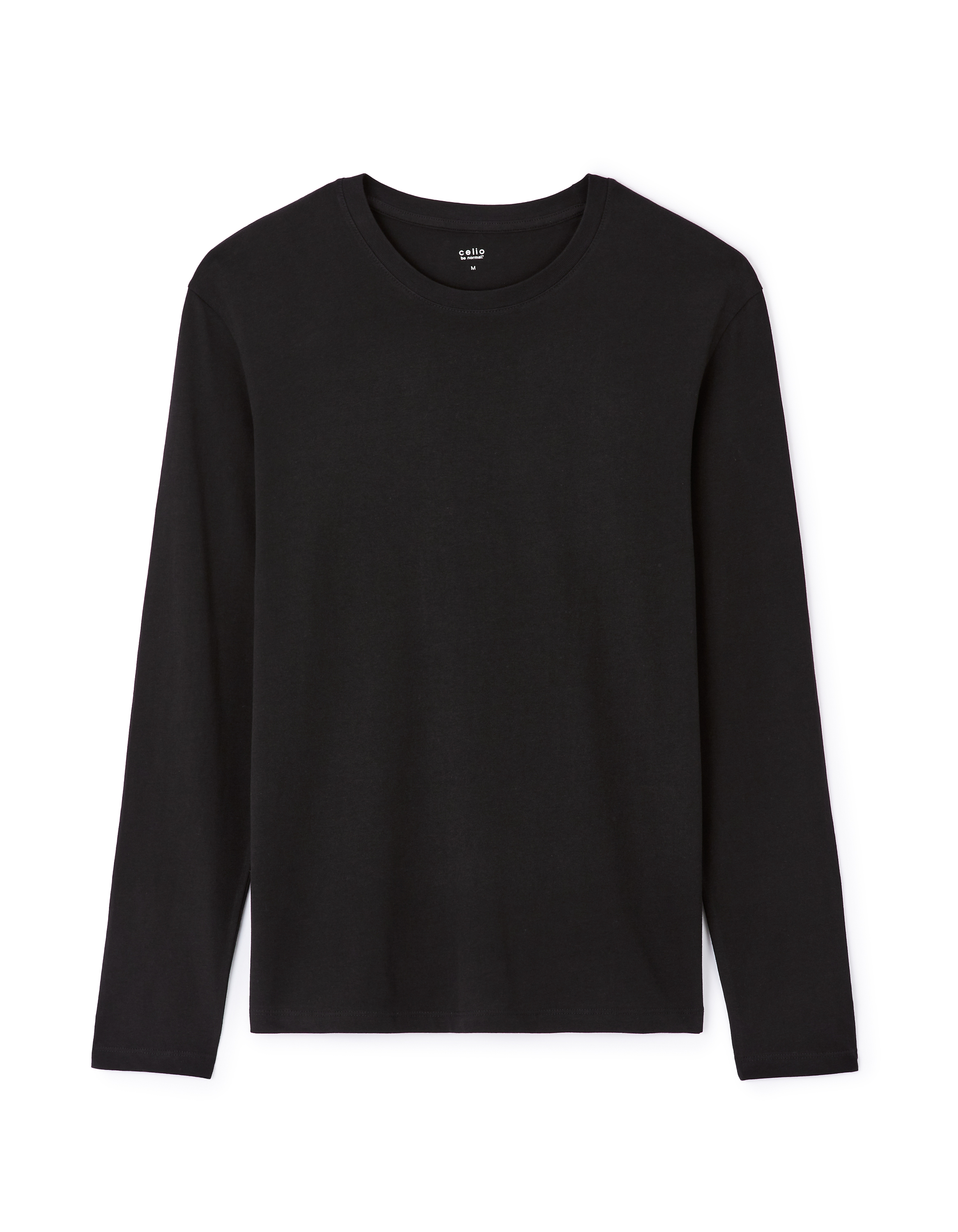 T-shirt straight 100% coton manches longues - noir