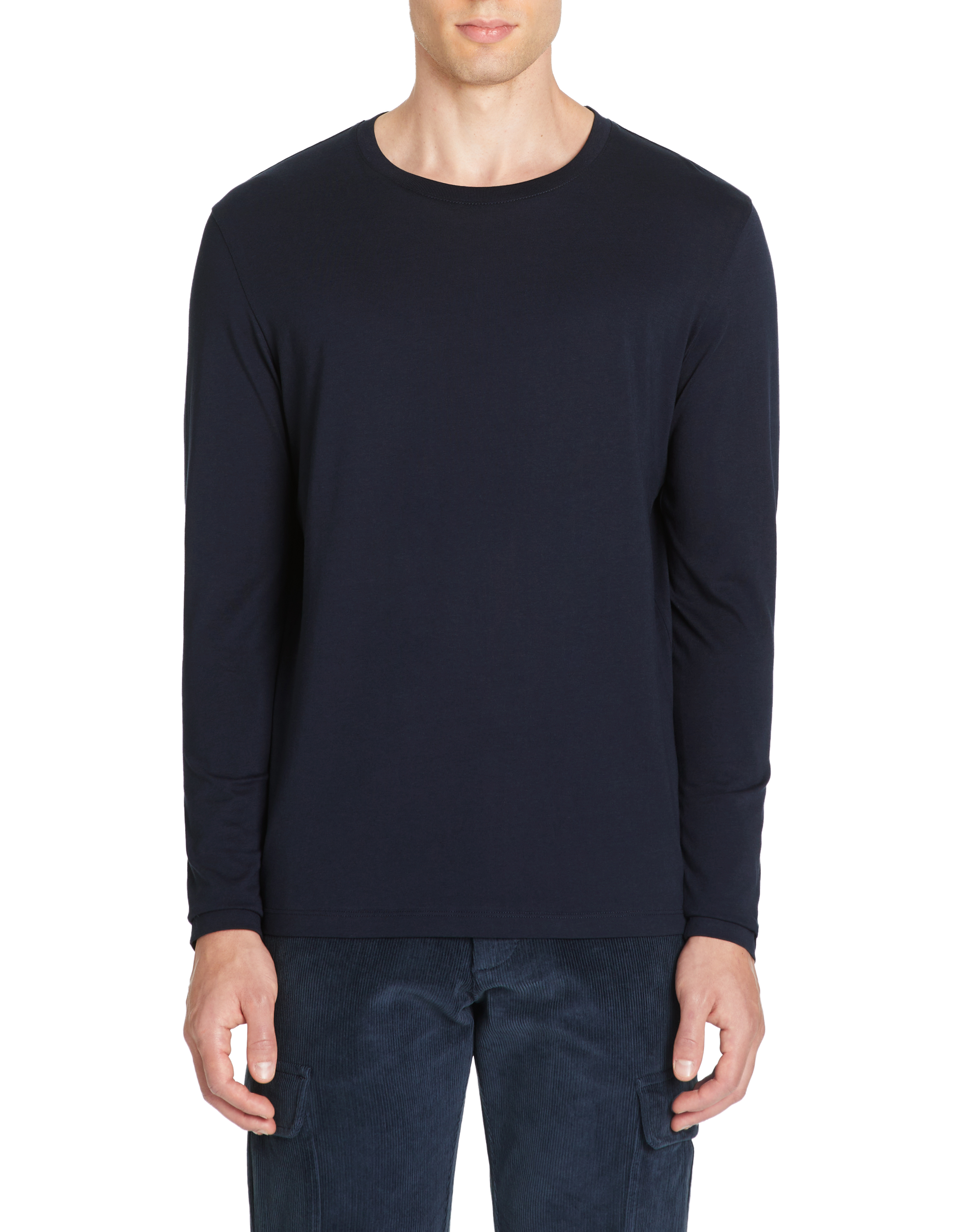 T-shirt straight 100% coton manches longues - marine - camaieu - Modalova