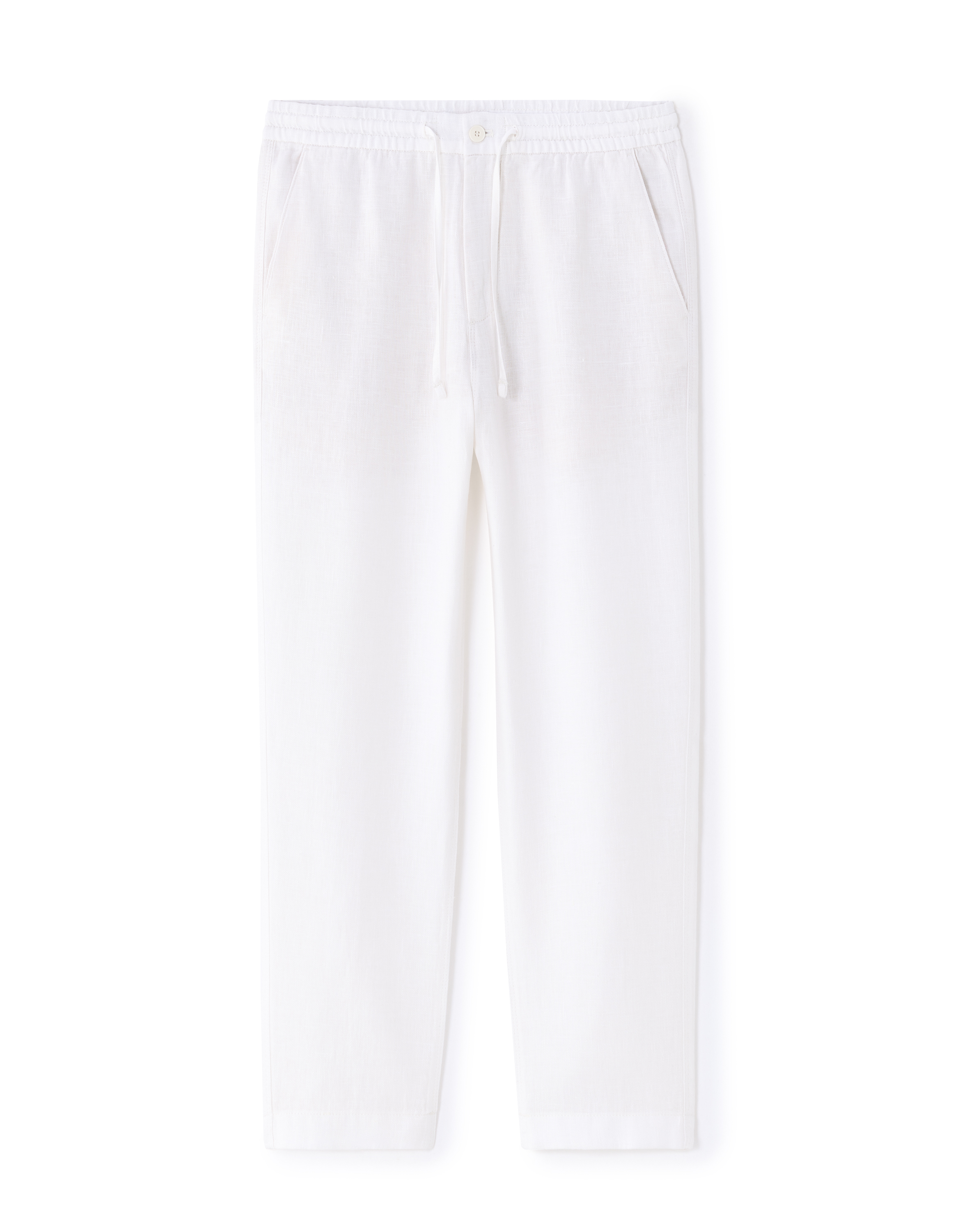 Pantalon straight 100% lin 7/8ème - blanc
