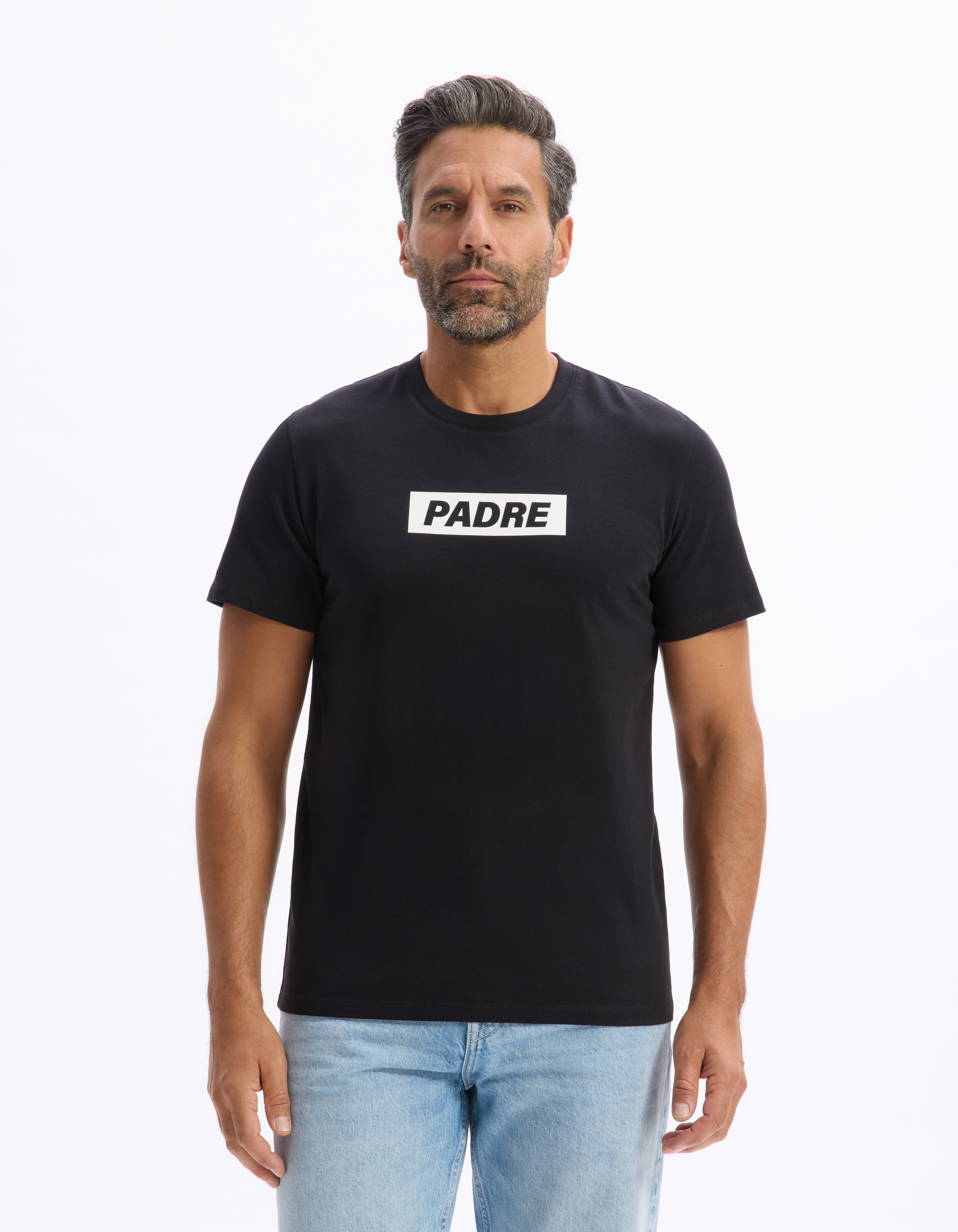 T-shirt Padre - noir et blanc - camaieu - Modalova
