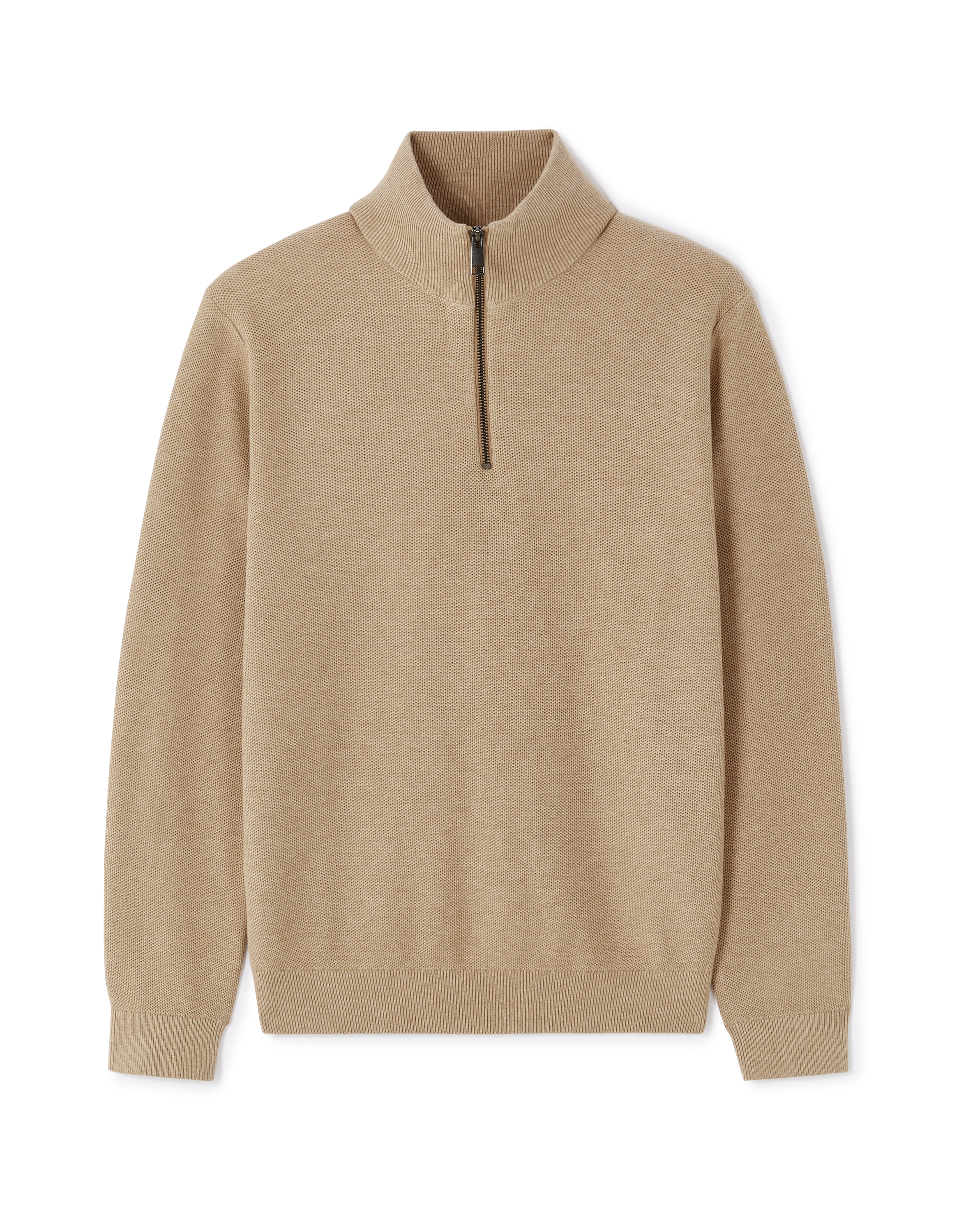 Pull col camionneur slim 100% coton - beige