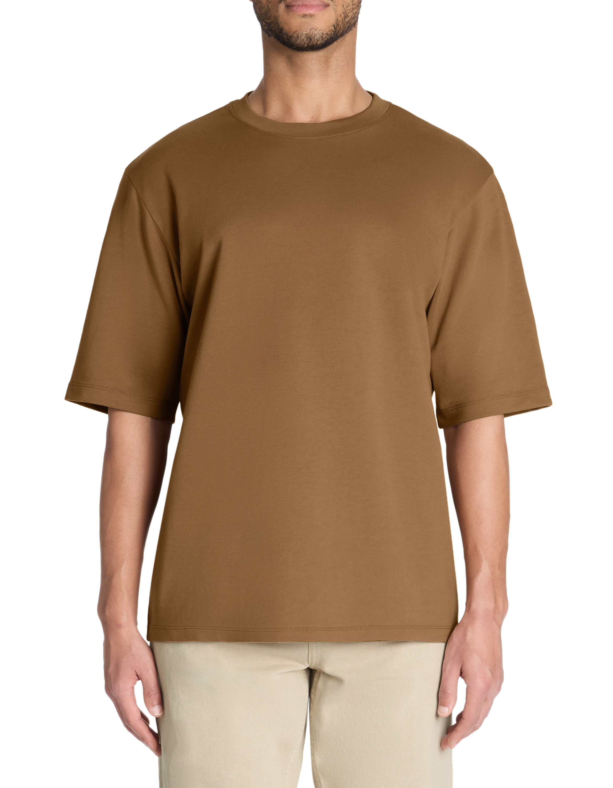 T-shirt oversize col rond - café - camaieu - Modalova