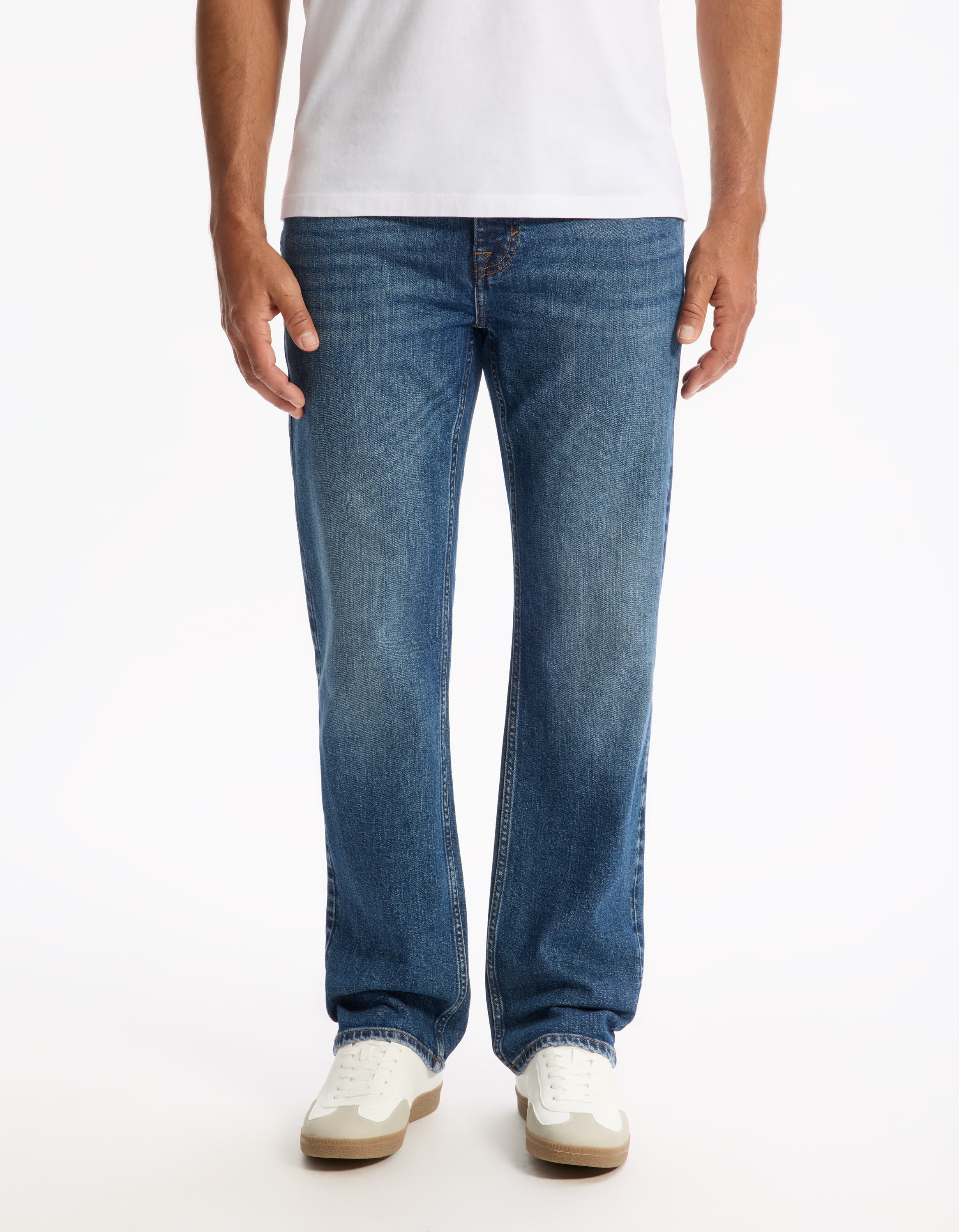 Jean C.5 regular coton stretch 3 longueurs - bleu stone - camaieu - Modalova