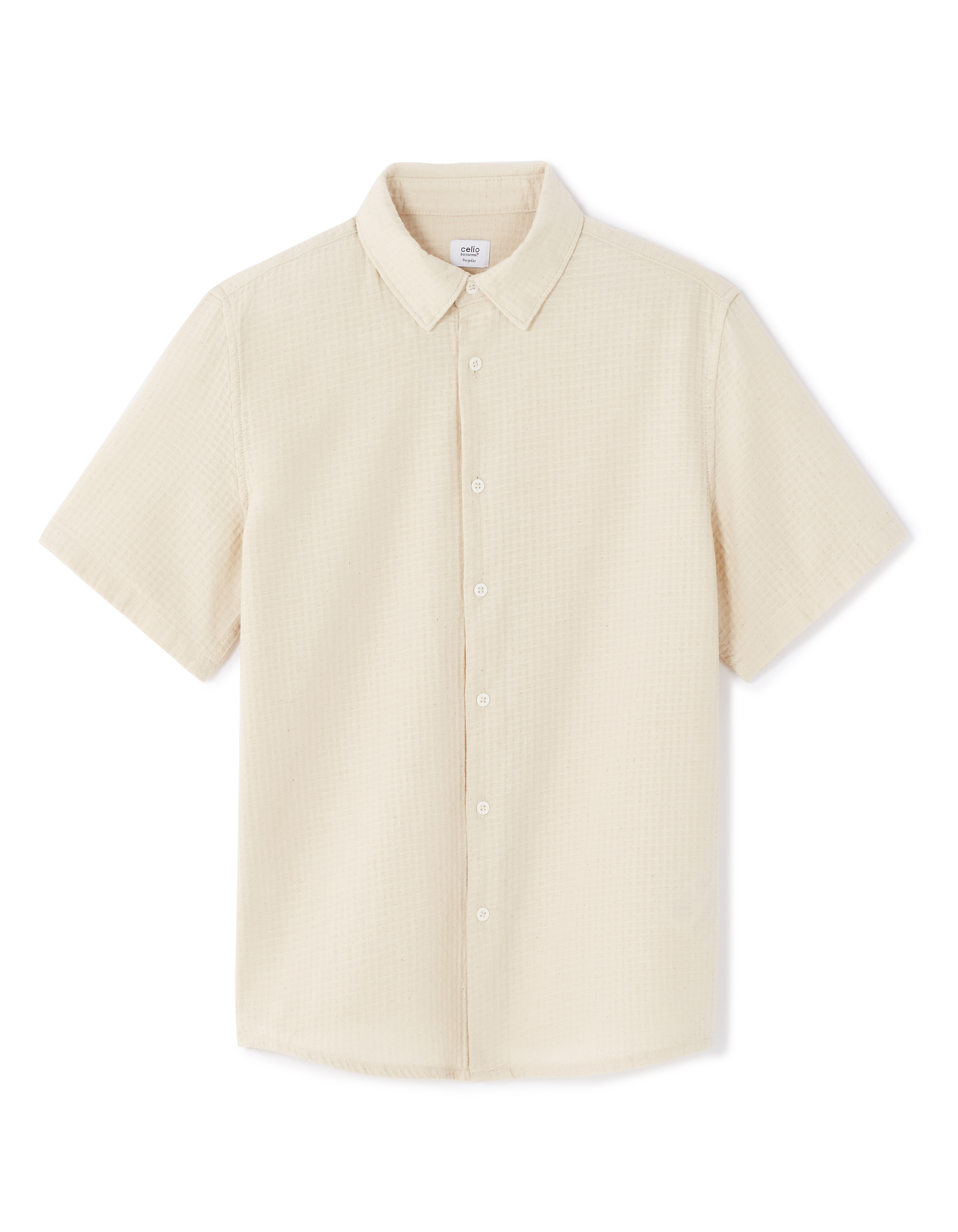 Chemisette regular gaufrée 100% coton - écru