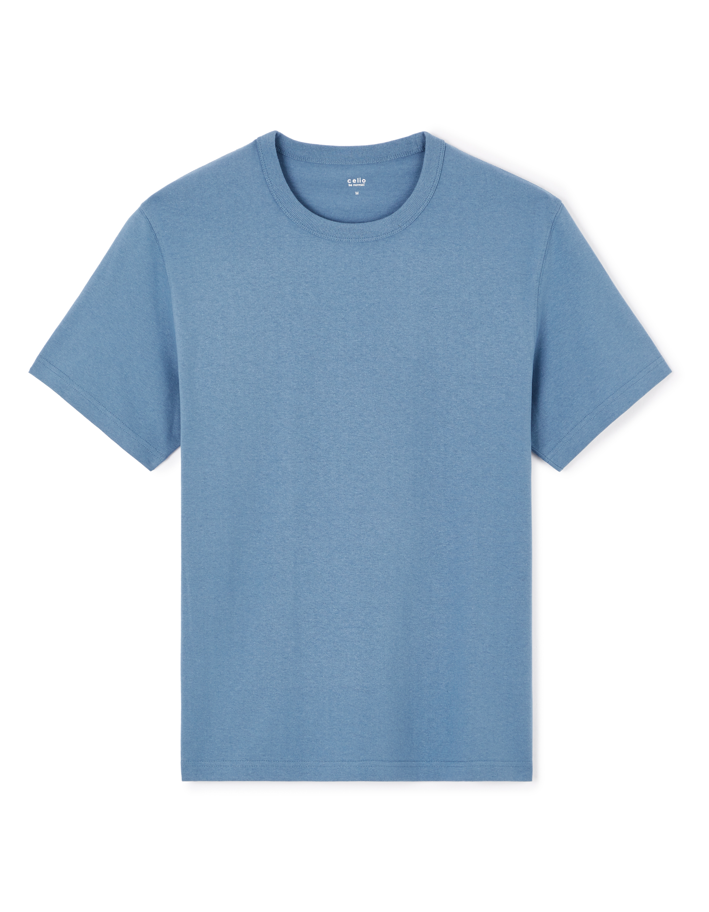 T-shirt boxy col rond 100% coton - marine