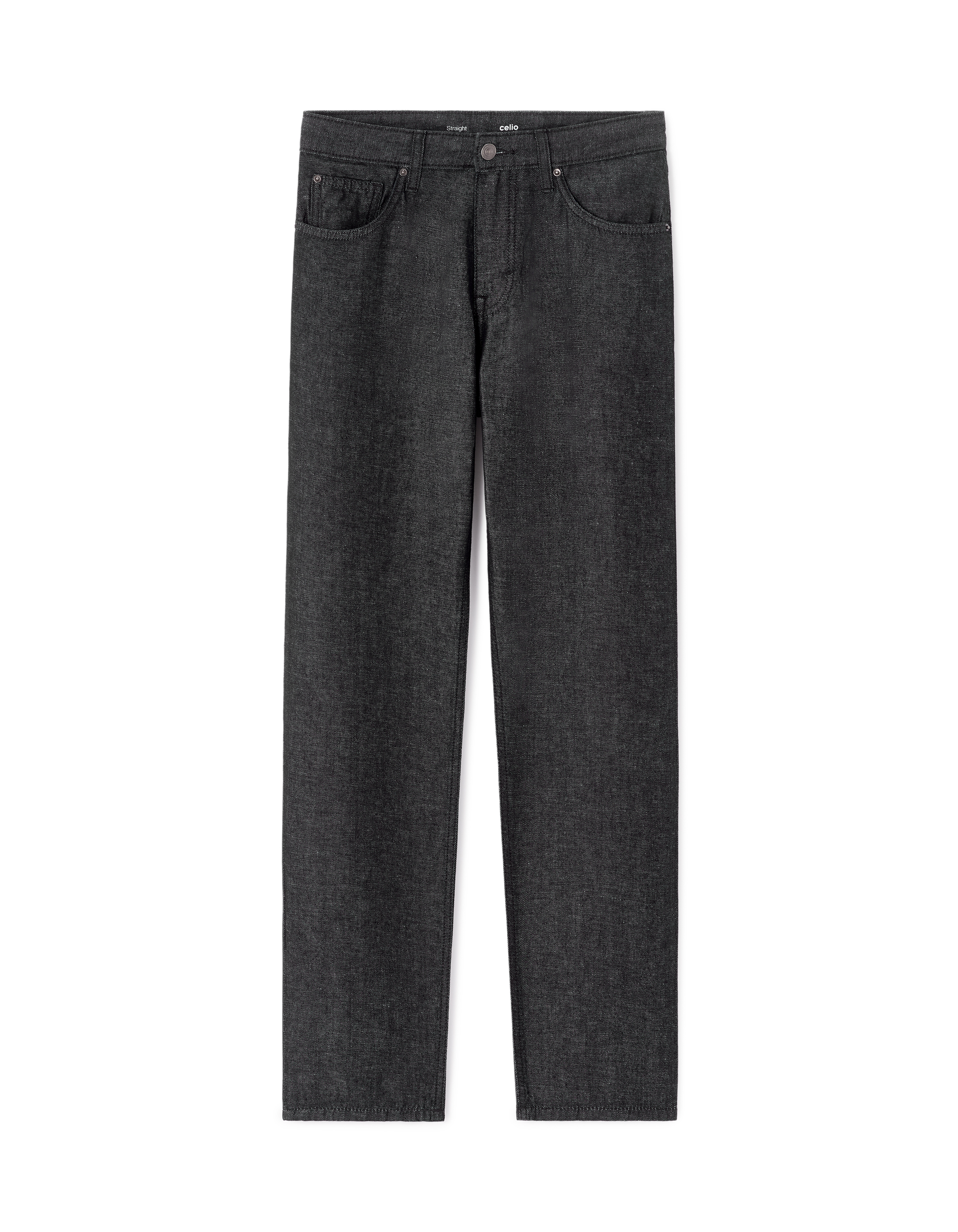 Jean straight coton et lin - noir