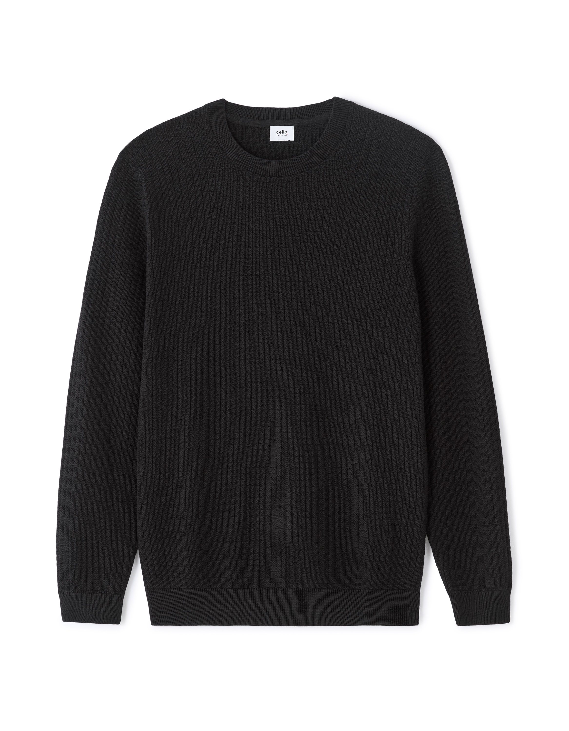 Pull point fantaisie col rond - noir