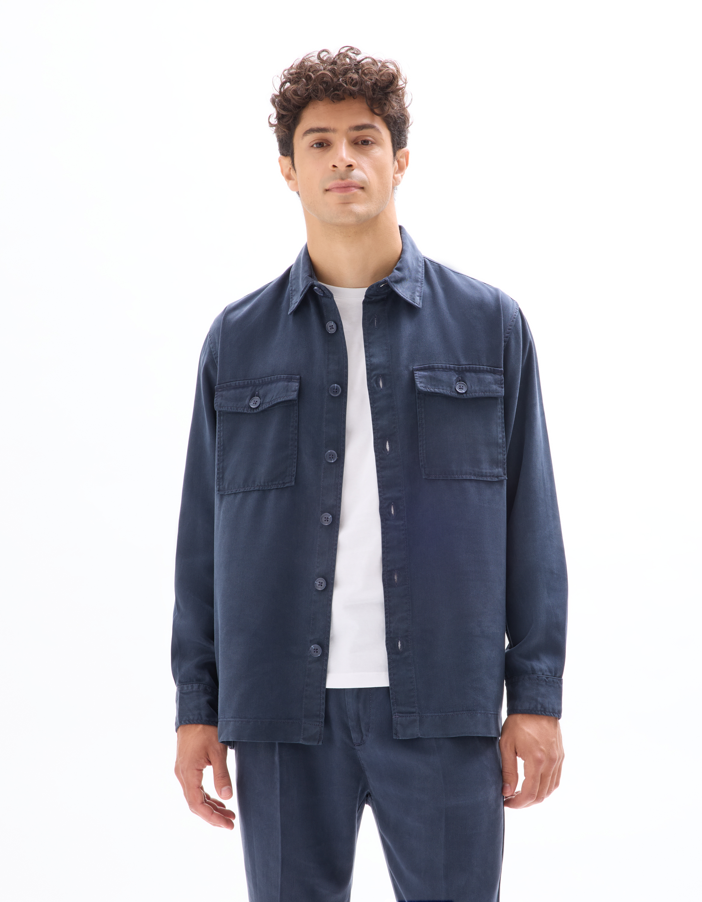Surchemise unie en 100% TENCEL™ Lyocell - marine - camaieu - Modalova