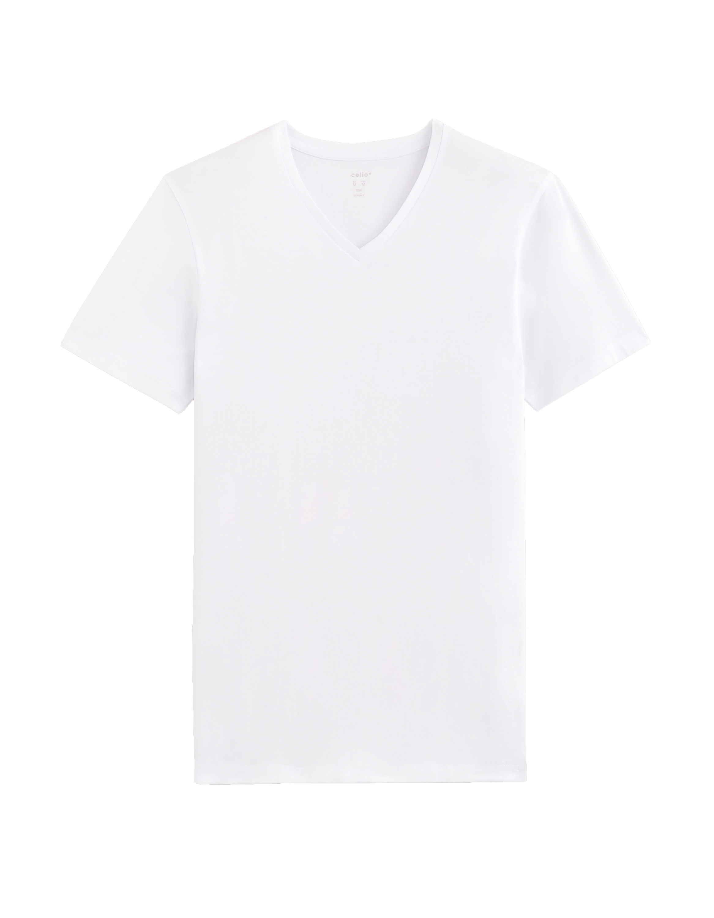 T-shirt slim col v en coton stretch + long - blanc