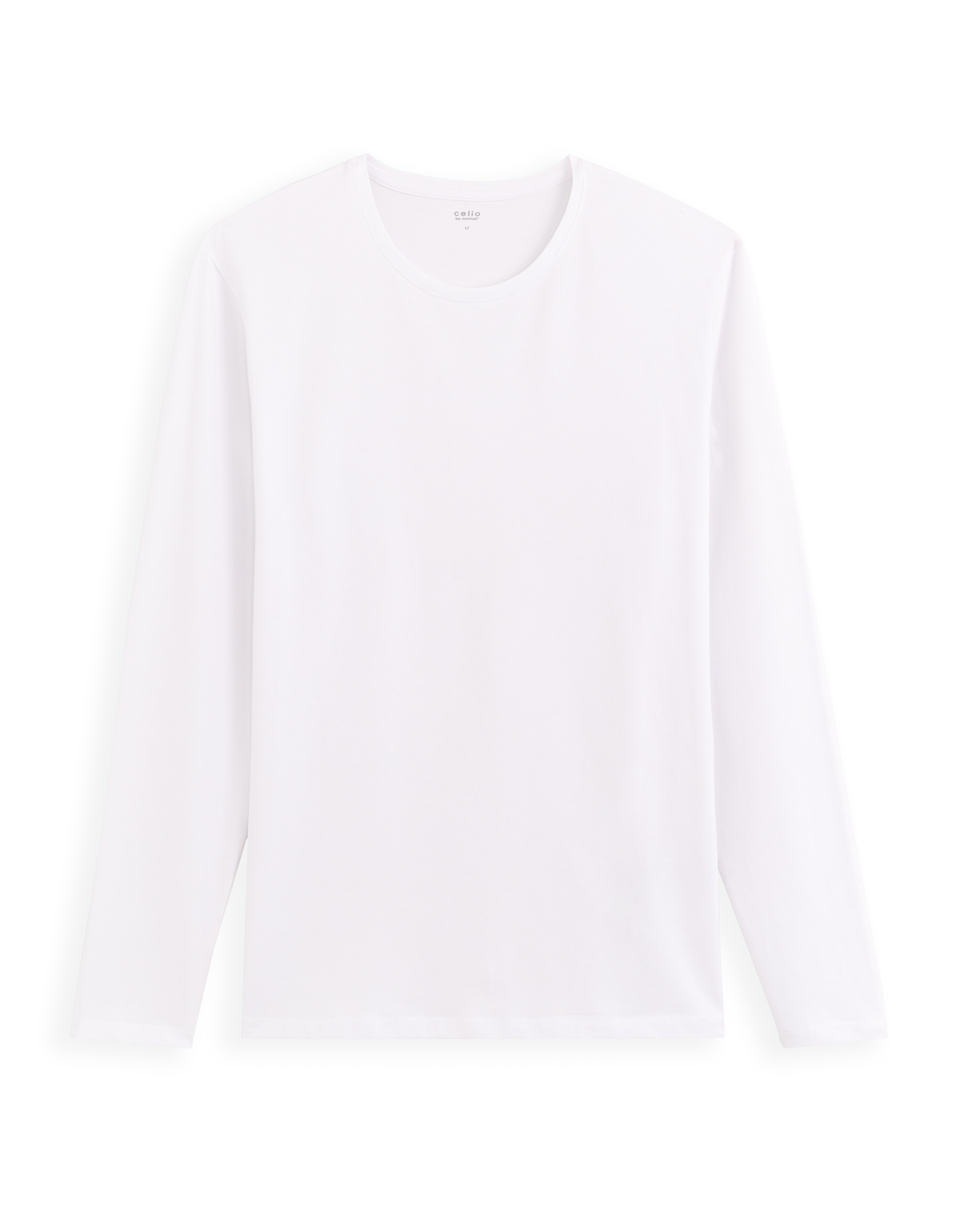 T-shirt col rond manches longues - blanc