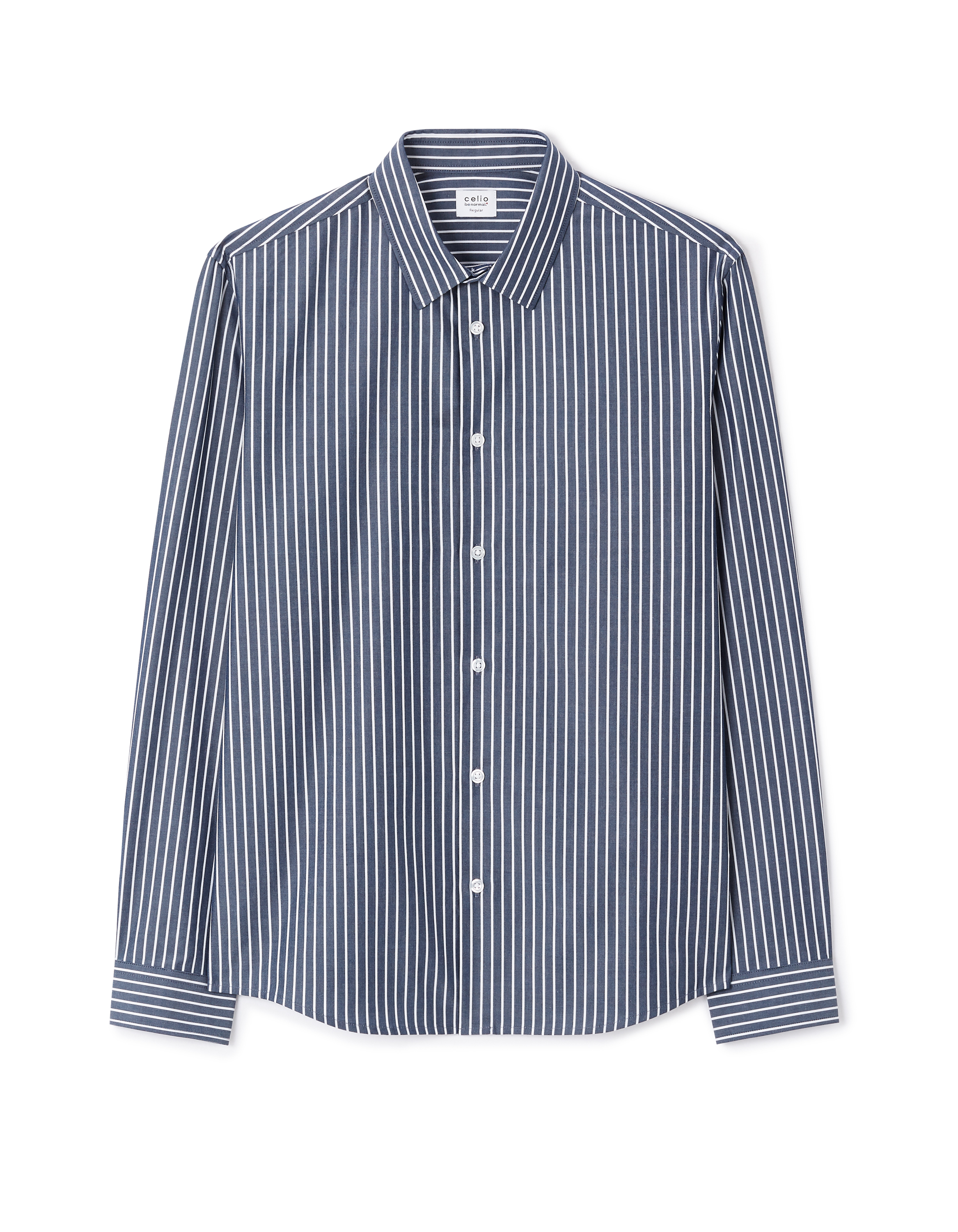 Chemise regular à rayure 100% coton - marine