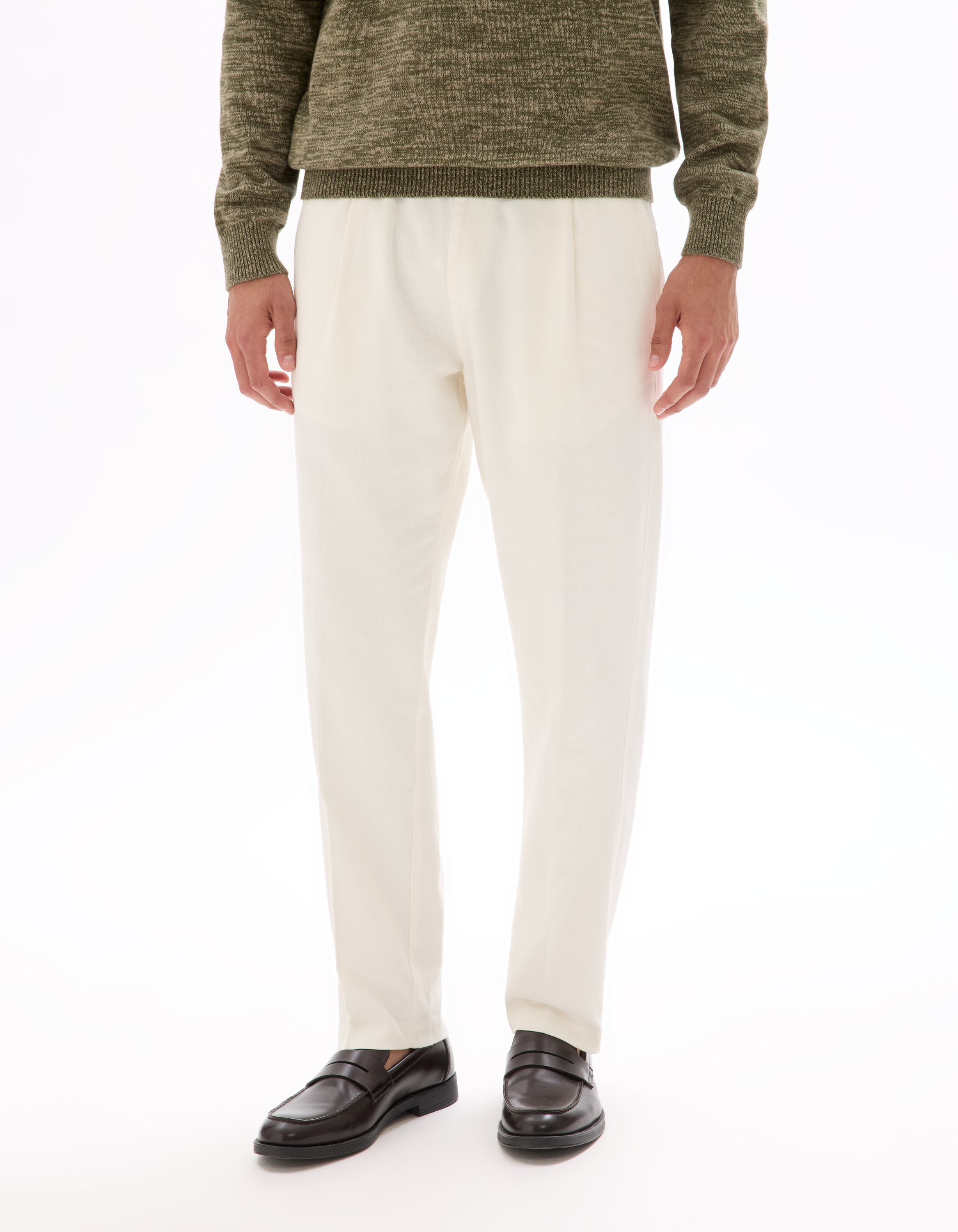 Pantalon slim coton lin stretch - écru - camaieu - Modalova