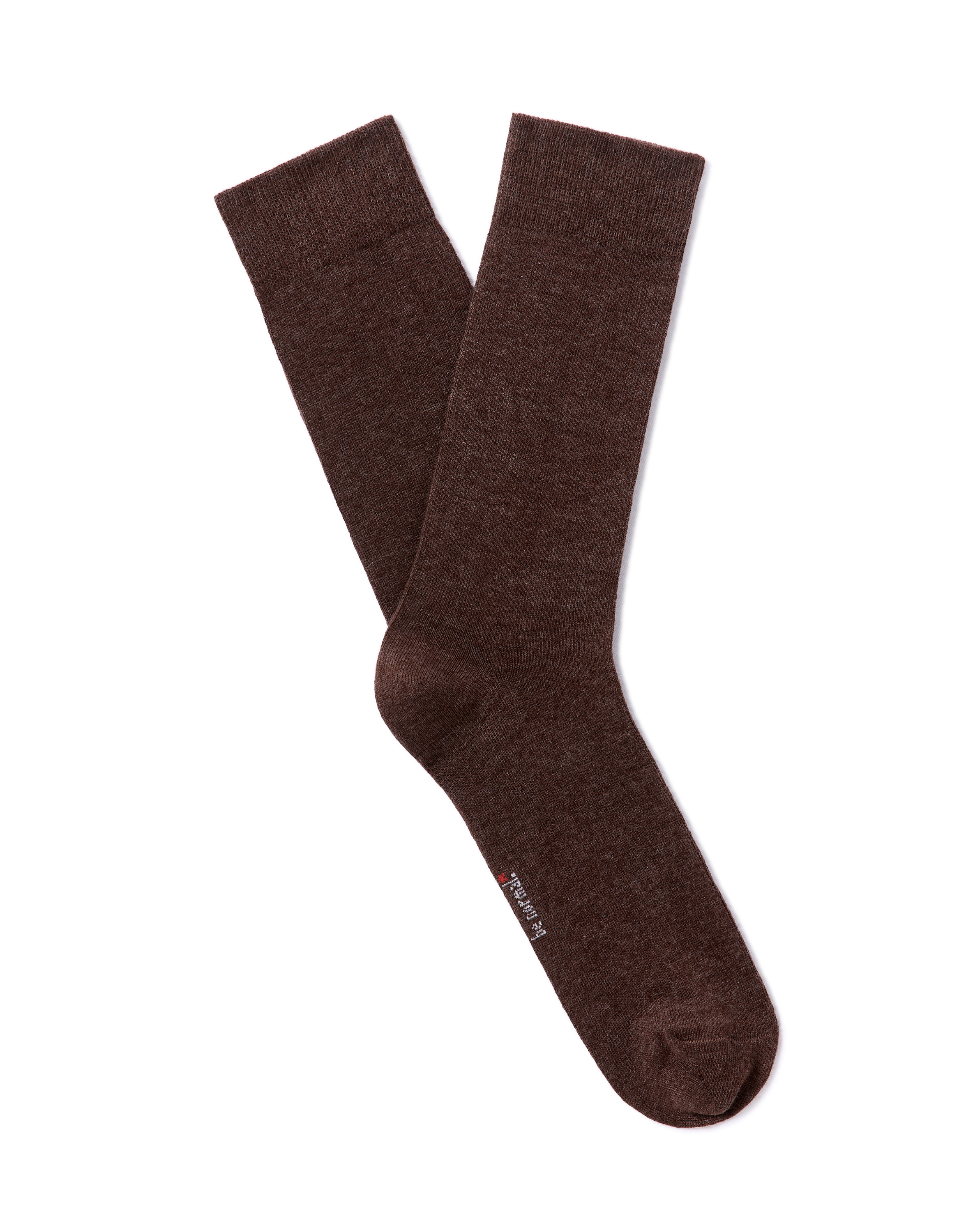 Chaussettes haute unies en coton stretch - marron foncé