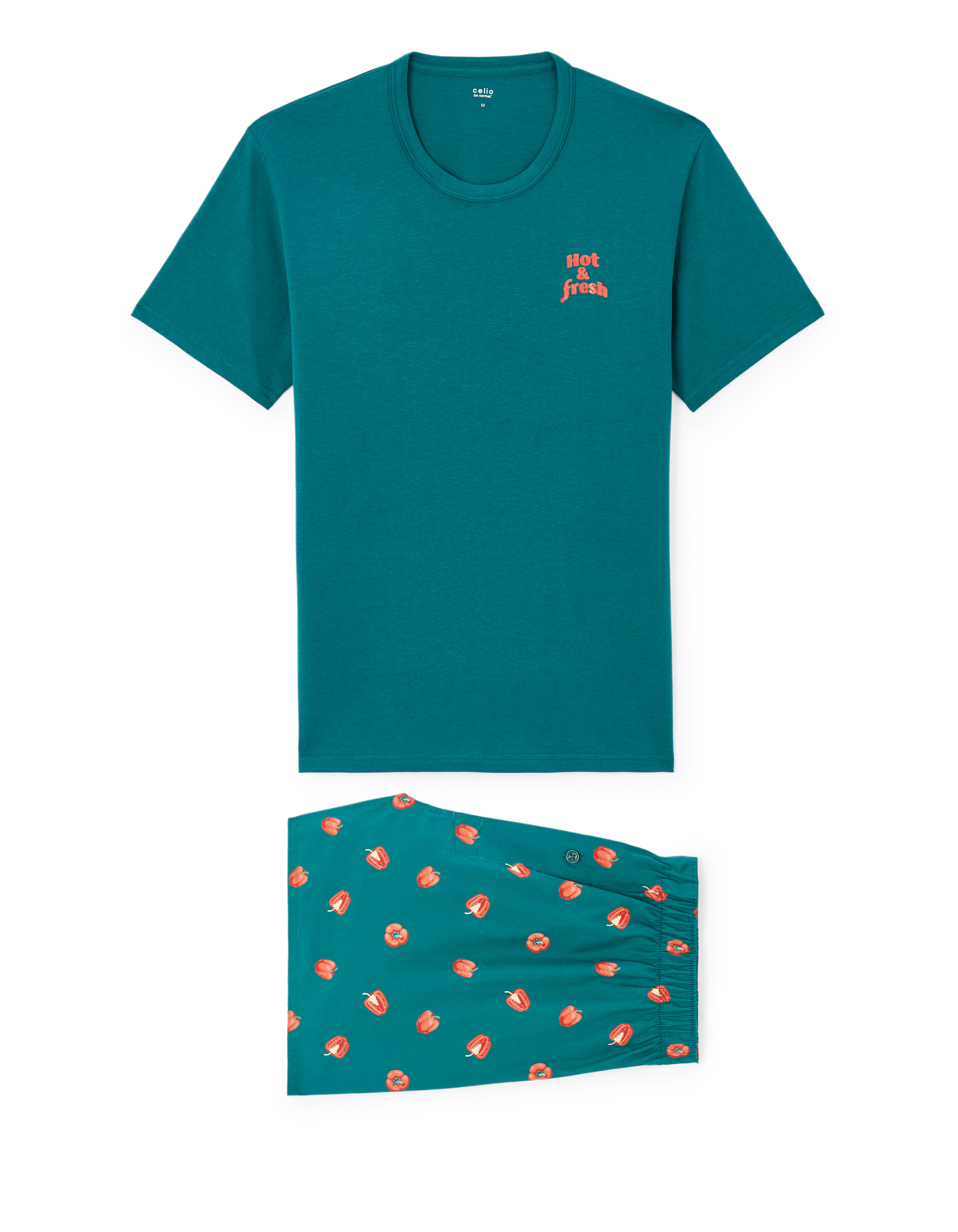 Pyjama short 100% coton - vert