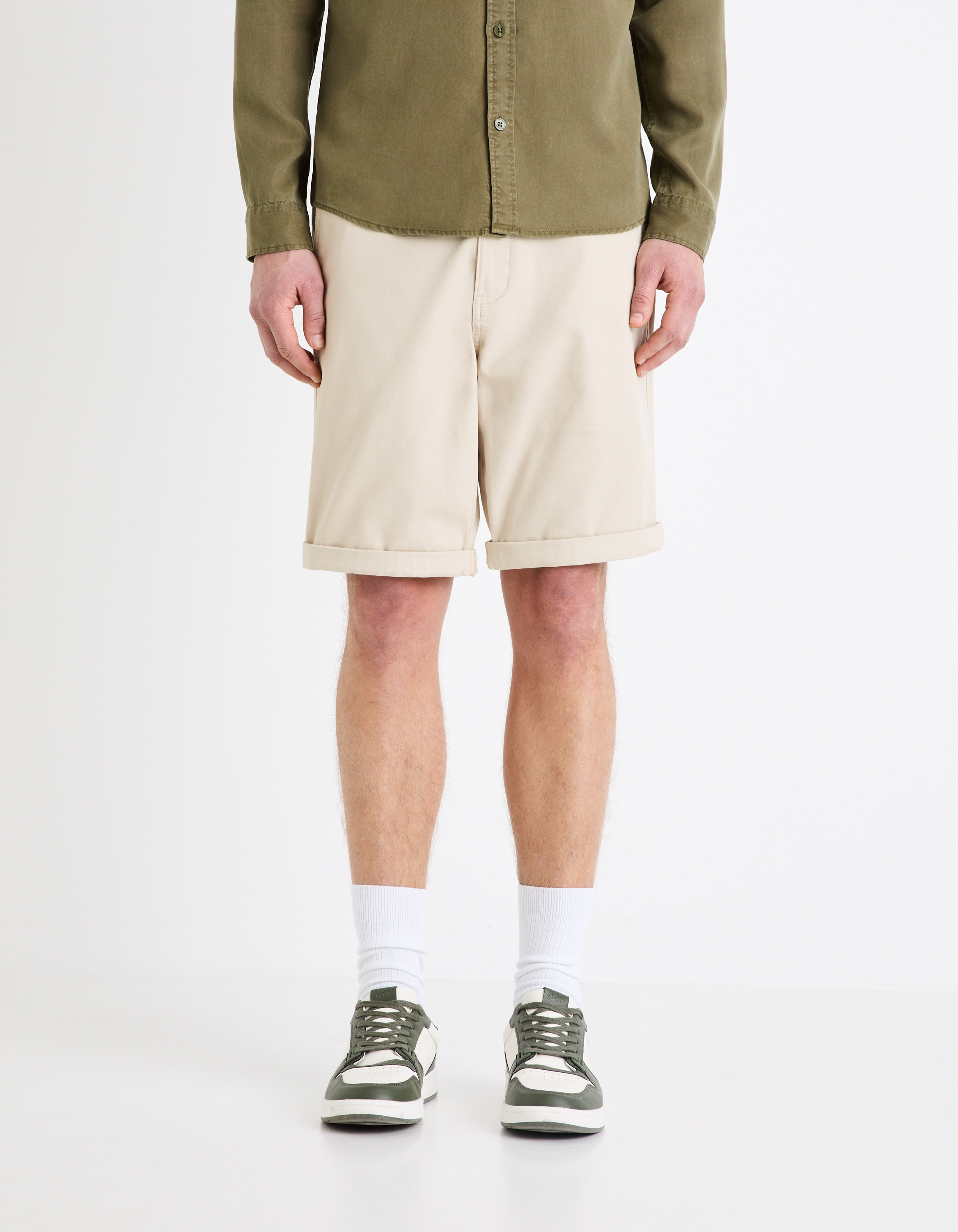 Bermuda chino en coton stretch - sand - camaieu - Modalova