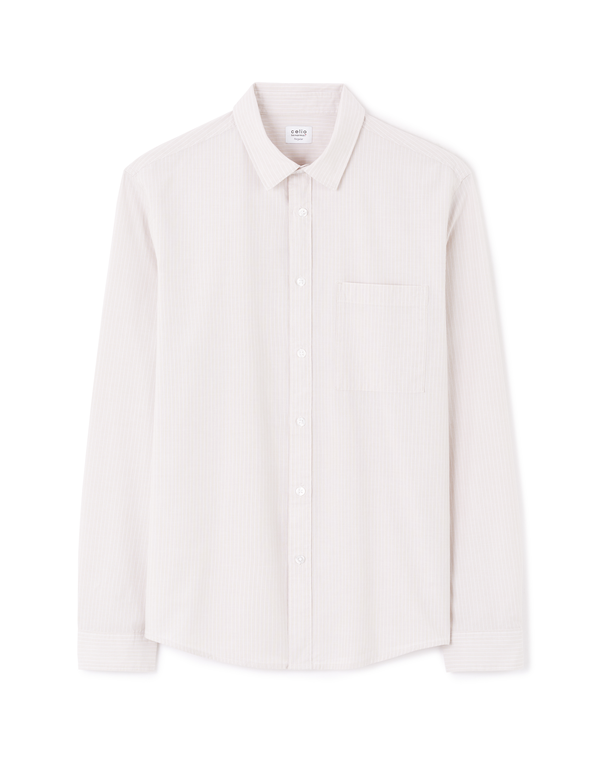 Chemise regular rayée 100% coton - beige