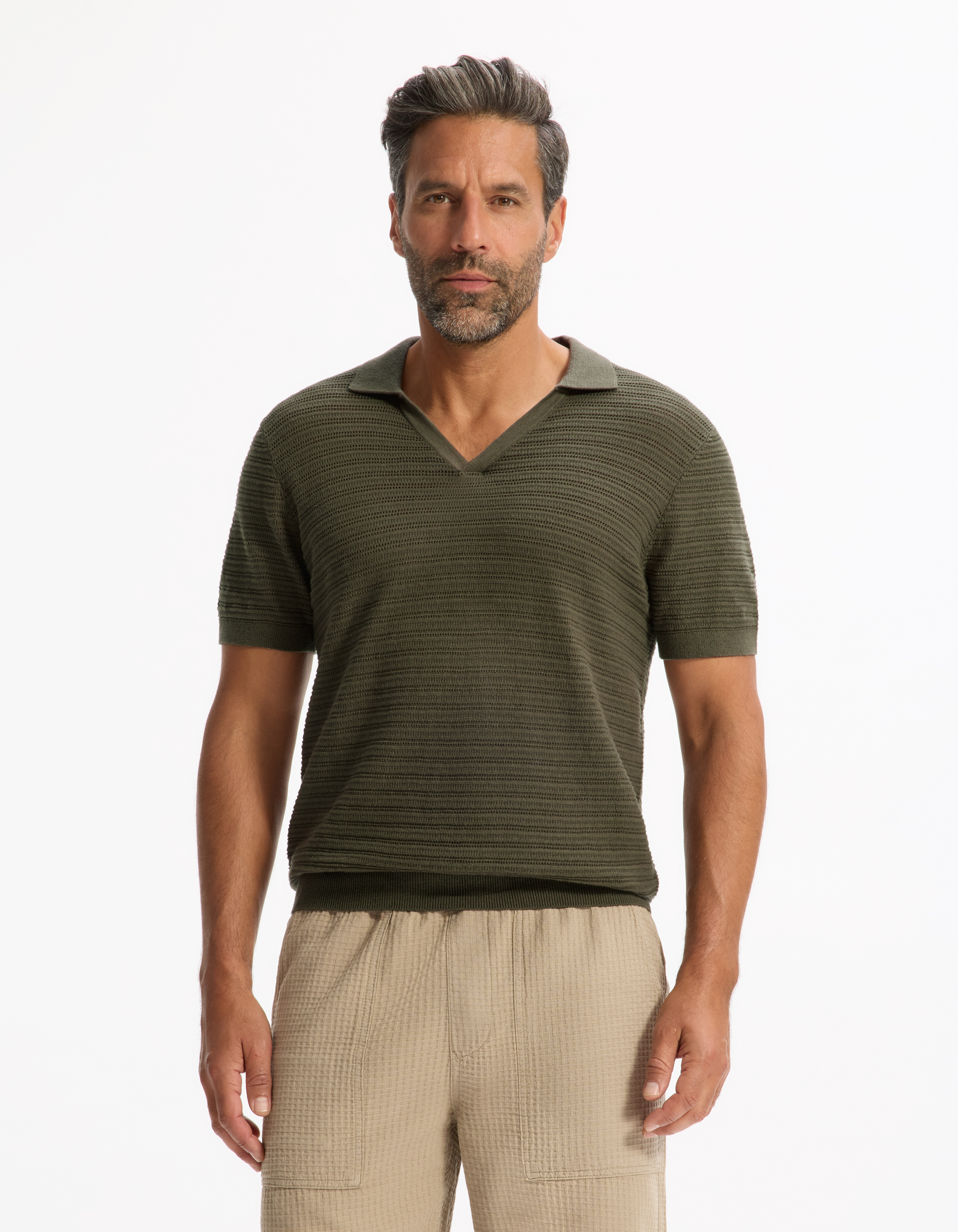Polo slim en maille texturée coton mélangé - camaieu - Modalova