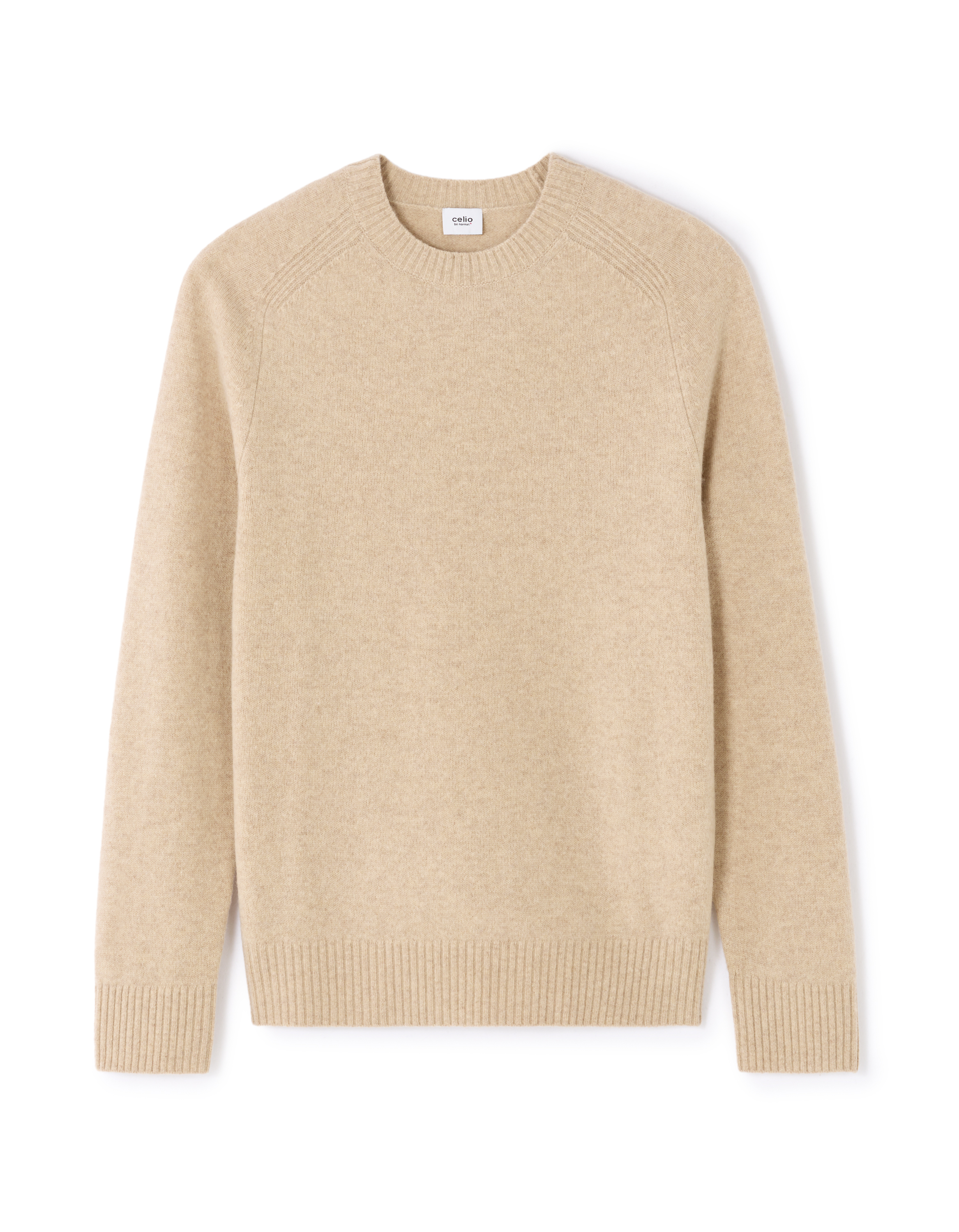 Pull col rond 100% laine d'agneau - beige