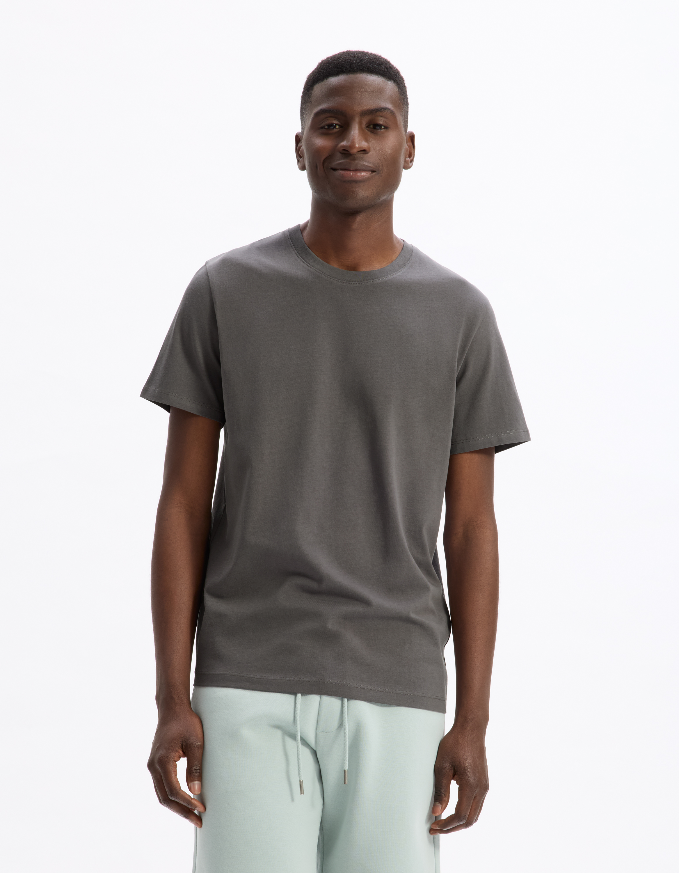 T-shirt regular col rond 100% coton - camaieu - Modalova