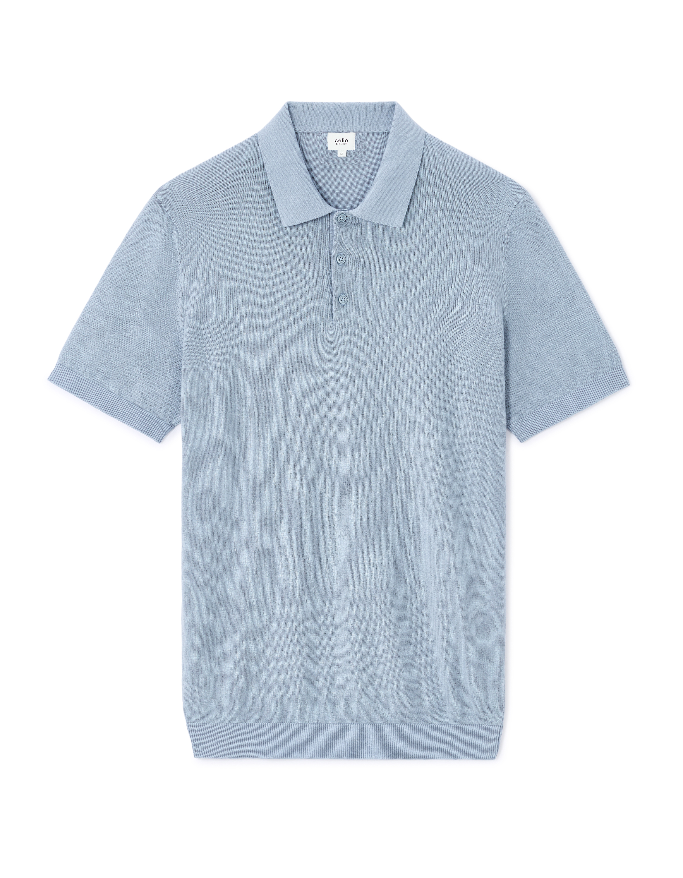 Polo slim en maille coton mélangé - bleu clair