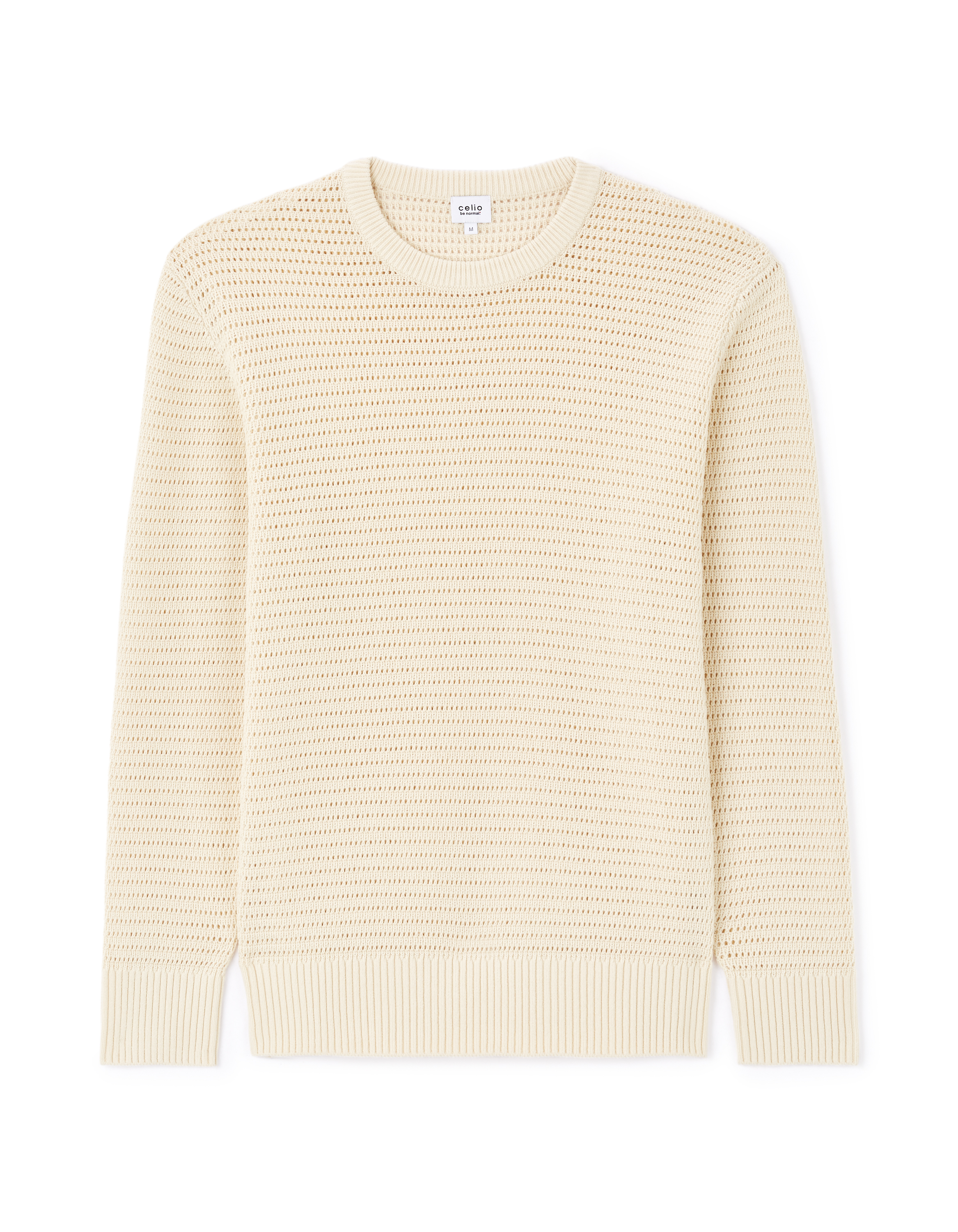 Pull col rond 100% coton - beige