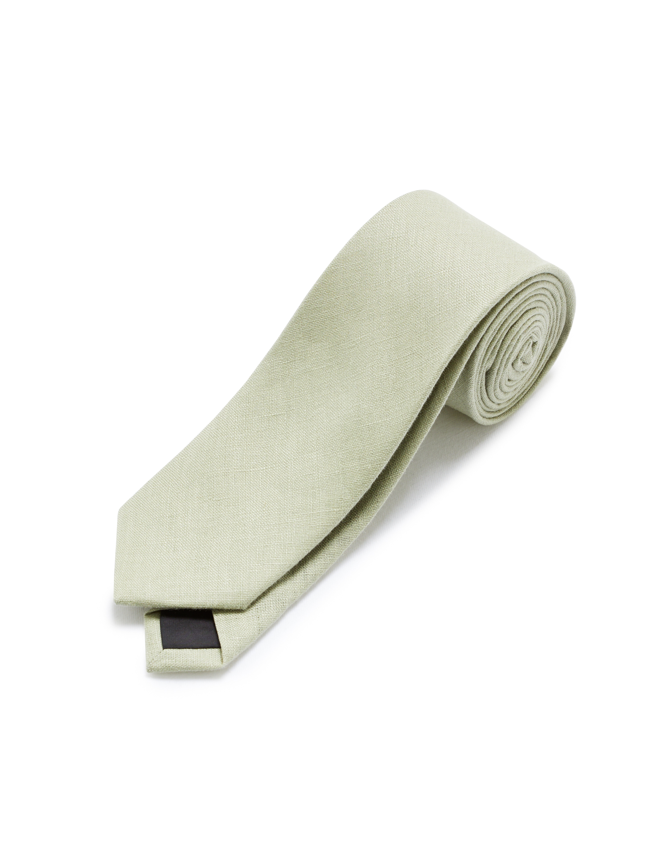 Cravate unie en lin et viscose - sauge