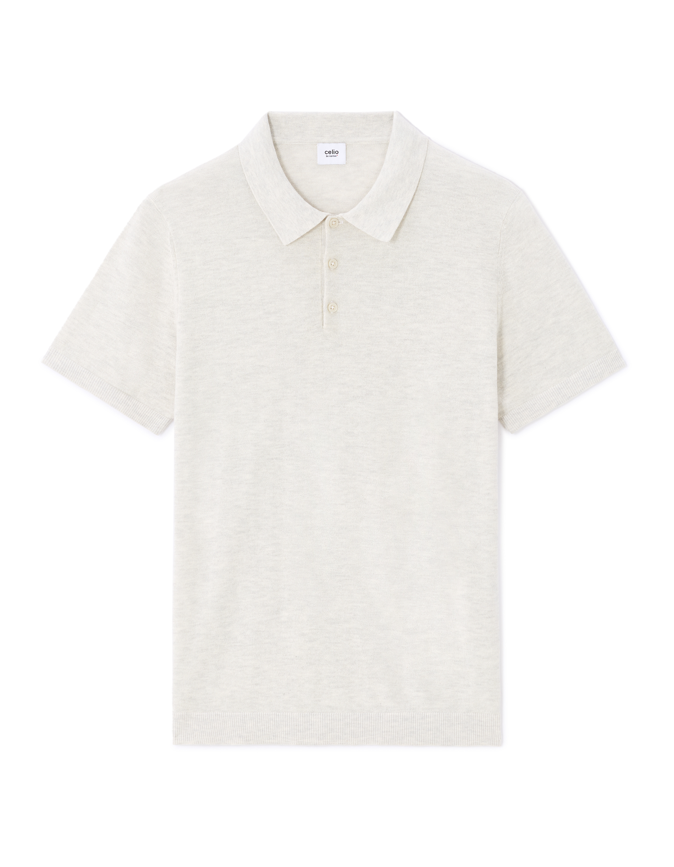 Polo slim en maille coton mélangé - ecru