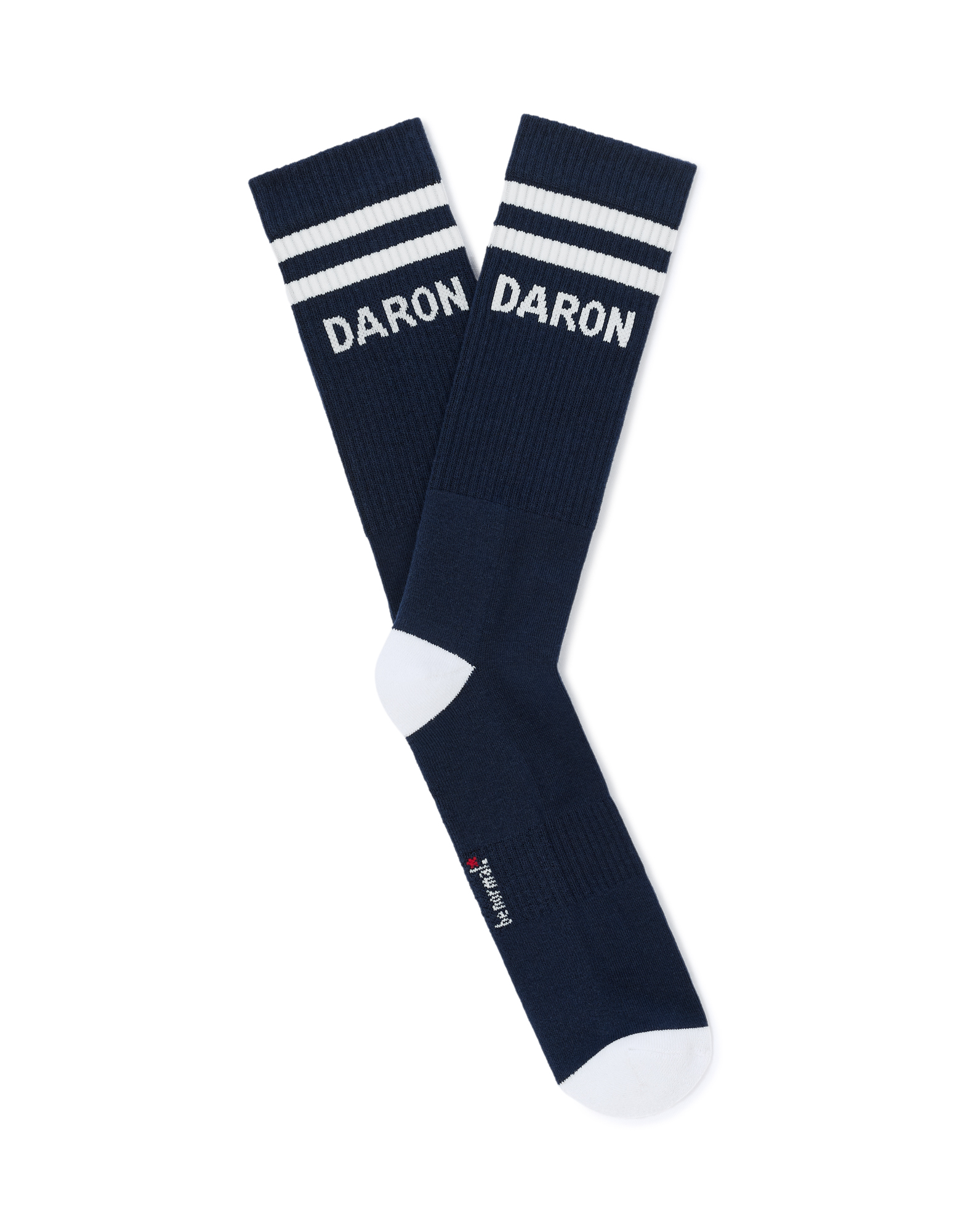 Chaussettes tige haute sport 100% coton stretch - marine