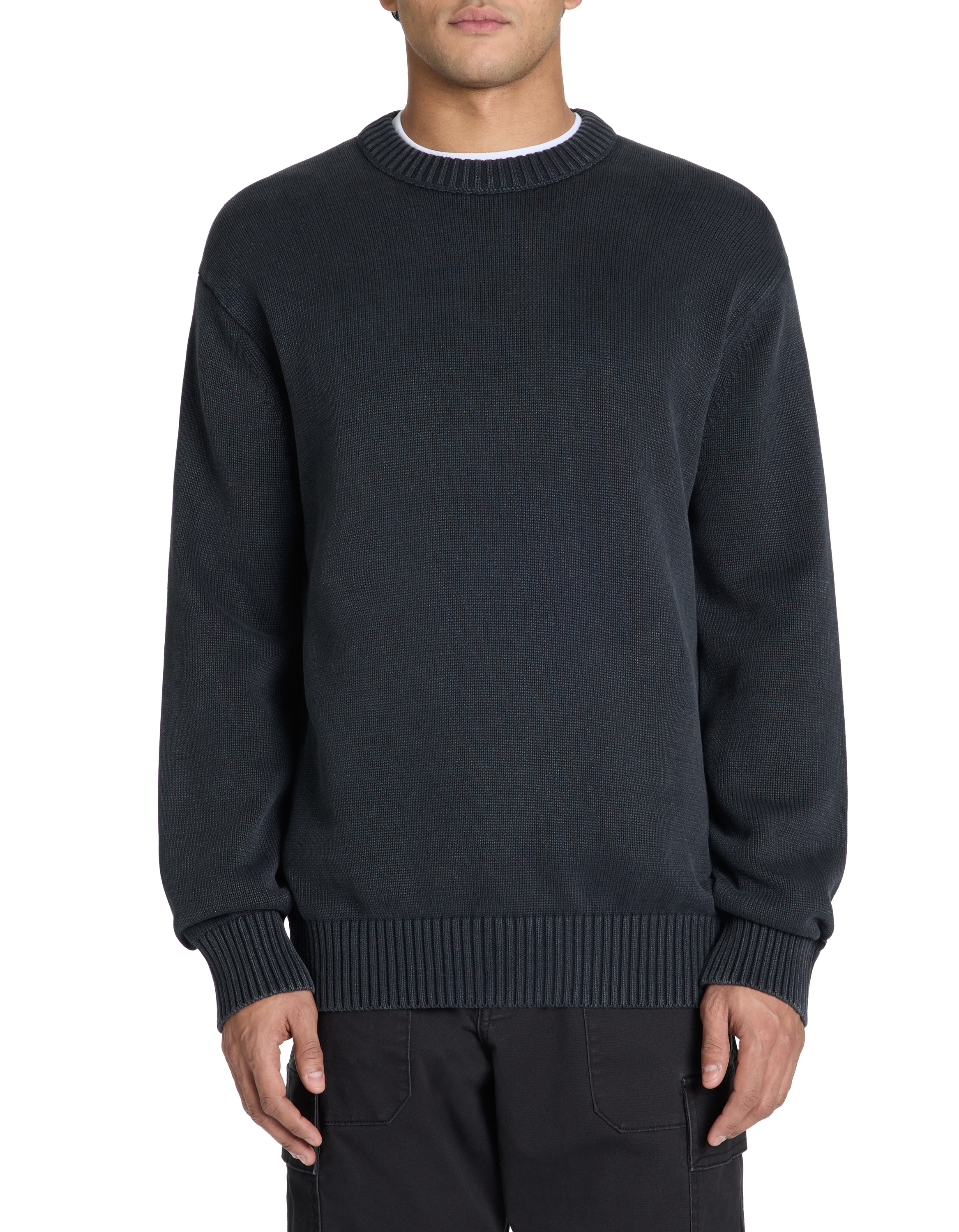 Pull col rond 100% coton - anthracite - camaieu - Modalova