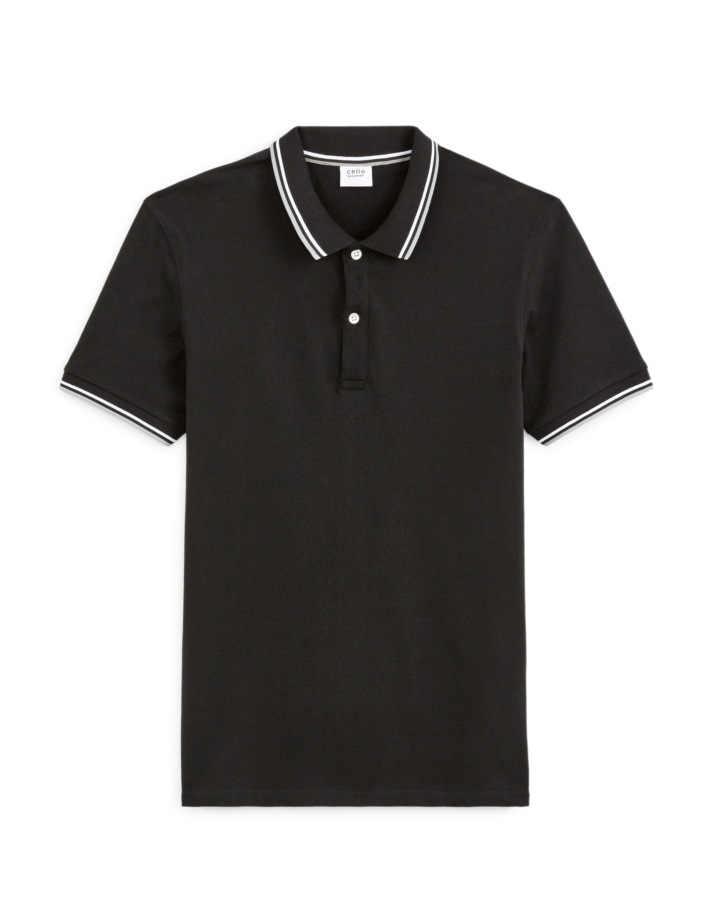 Polo piqué slim en coton stretch - noir