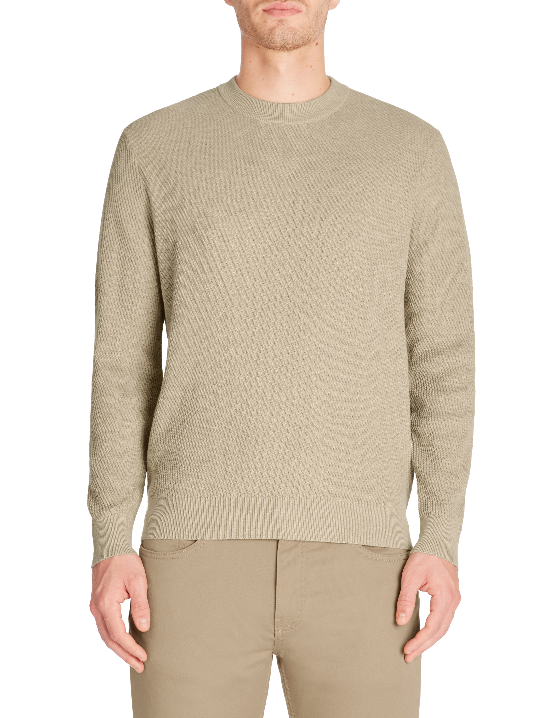 Pull col rond 100% coton - taupe - camaieu - Modalova