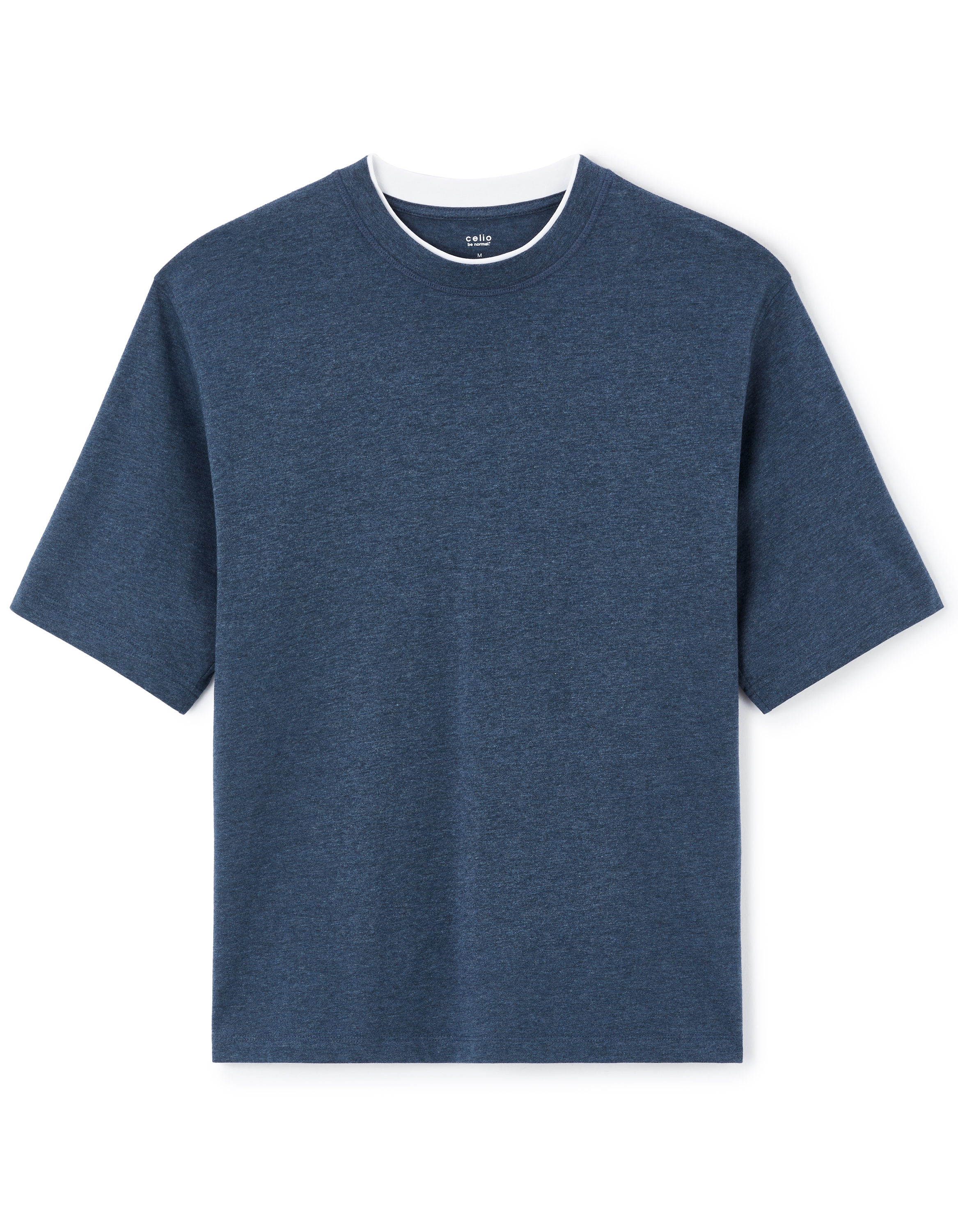 T-shirt oversize col rond coton mélangé - marine