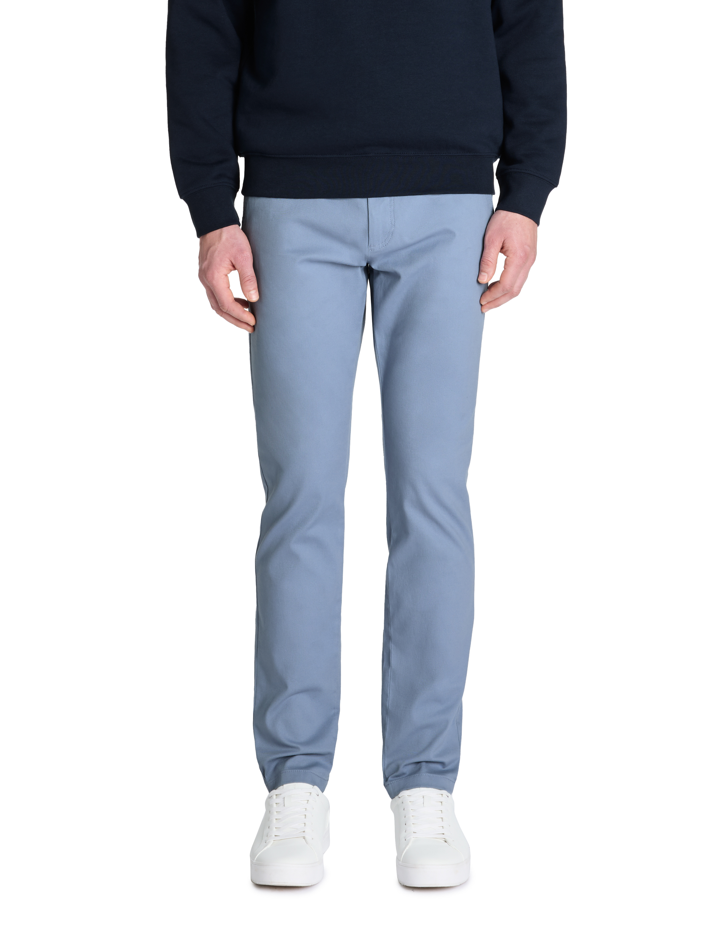 Pantalon chino slim en coton stretch - bleu clair - camaieu - Modalova