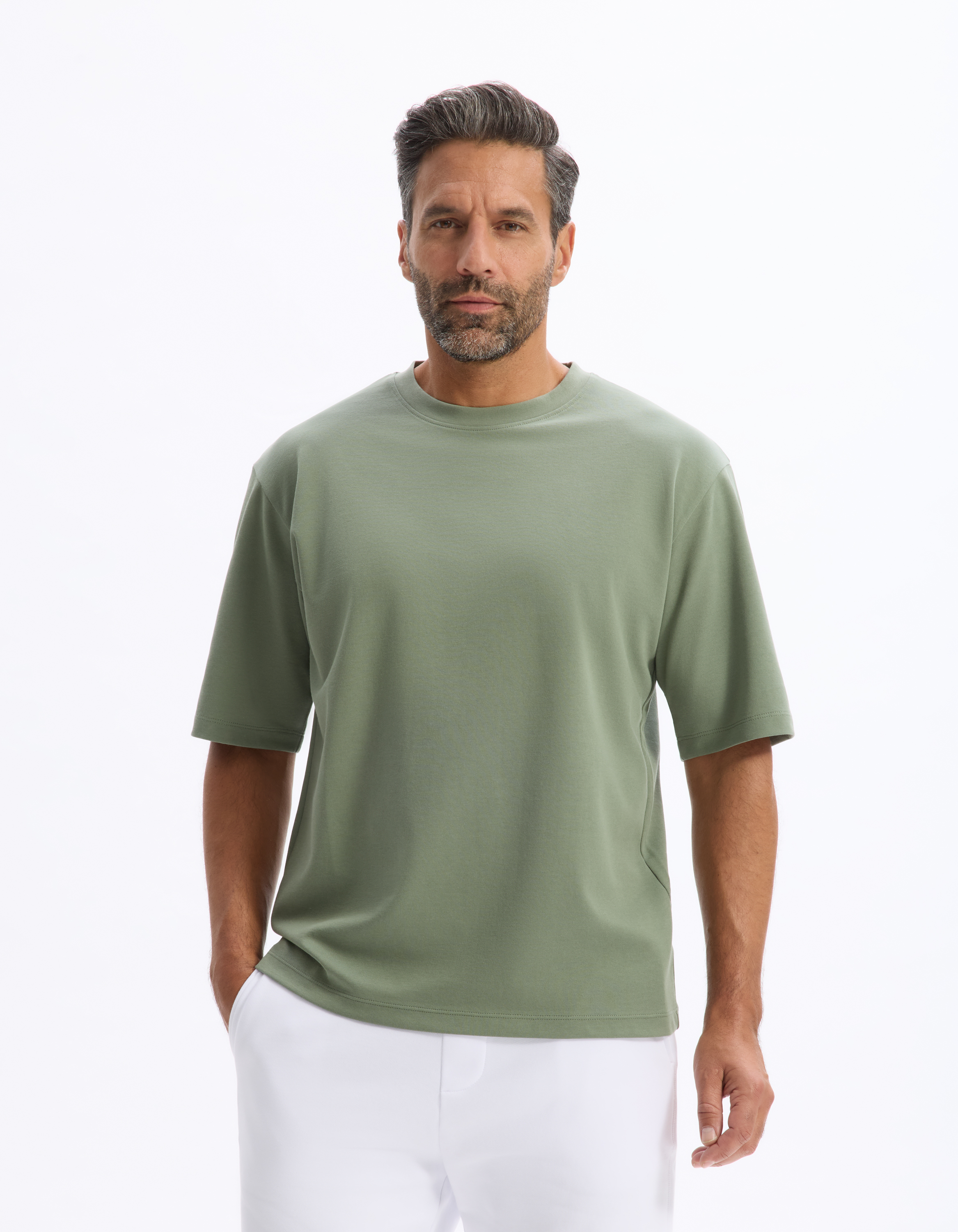 T-shirt oversize col rond - vert - camaieu - Modalova