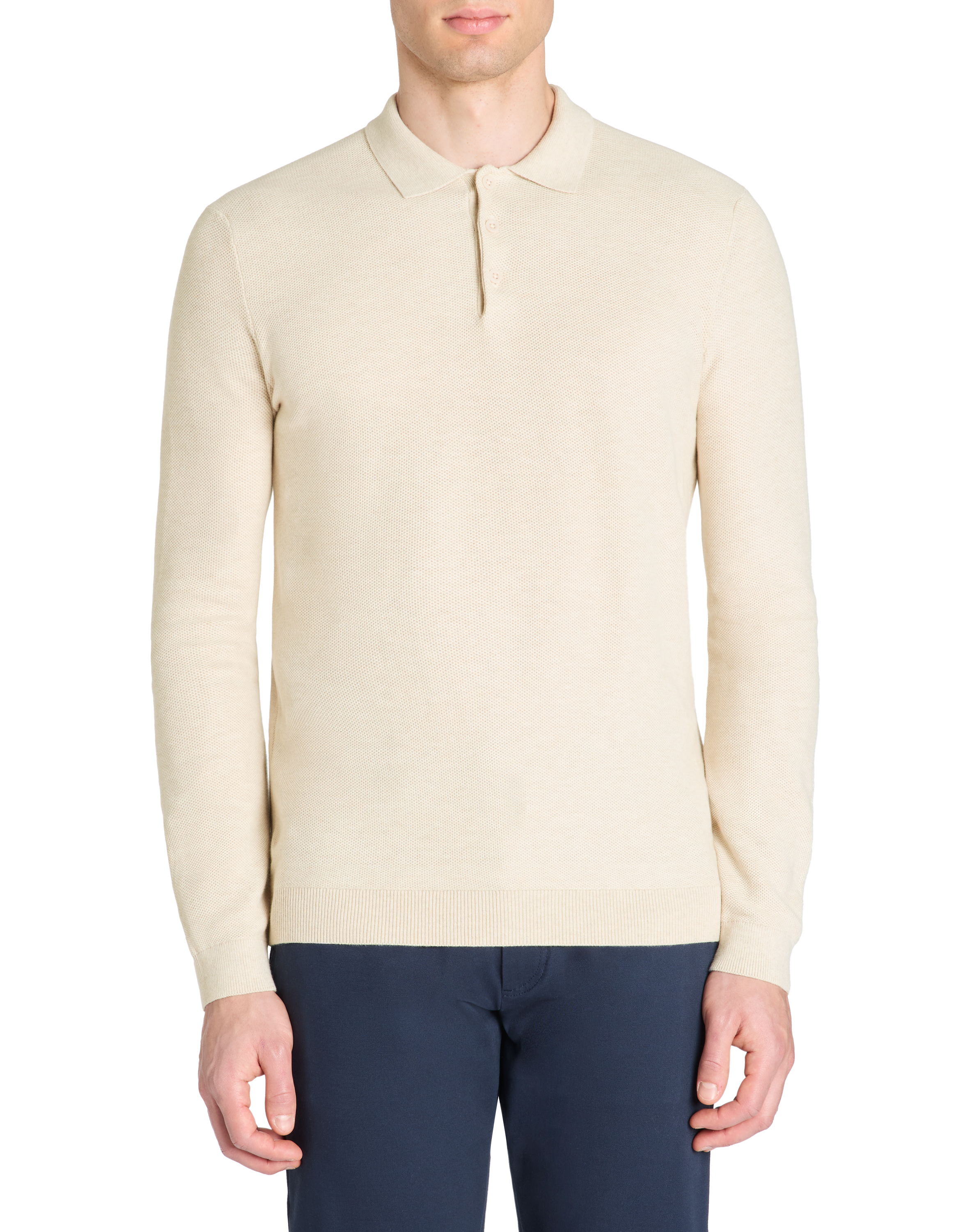 Pull col polo 100% coton - beige - camaieu - Modalova