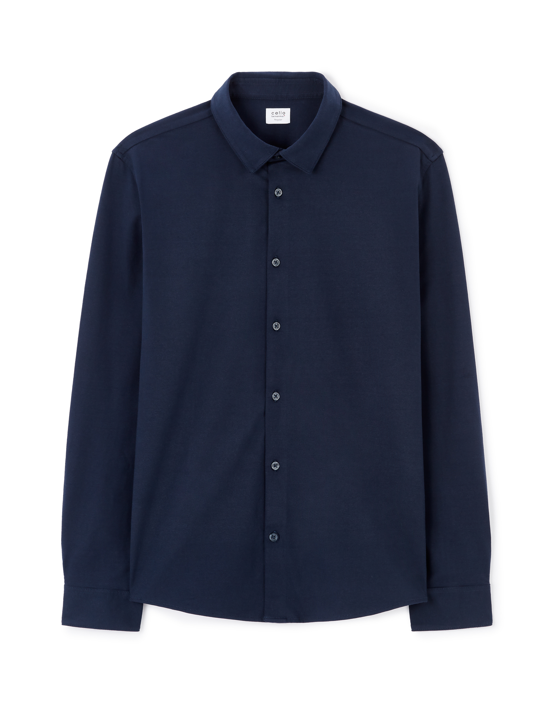 Chemise regular en jersey col français - marine